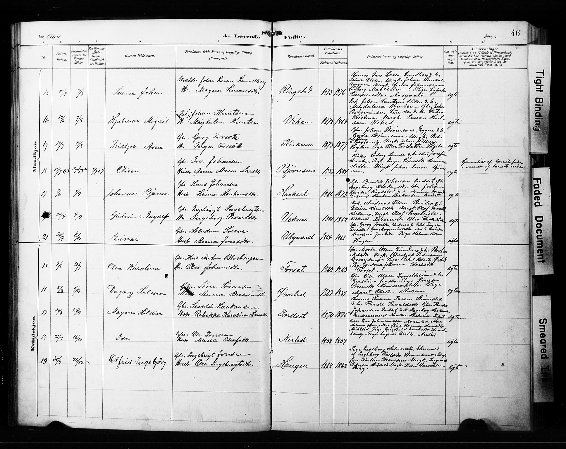 Målselv sokneprestembete, AV/SATØ-S-1311/G/Ga/Gab/L0008klokker: Klokkerbok nr. 8, 1895-1913, s. 46