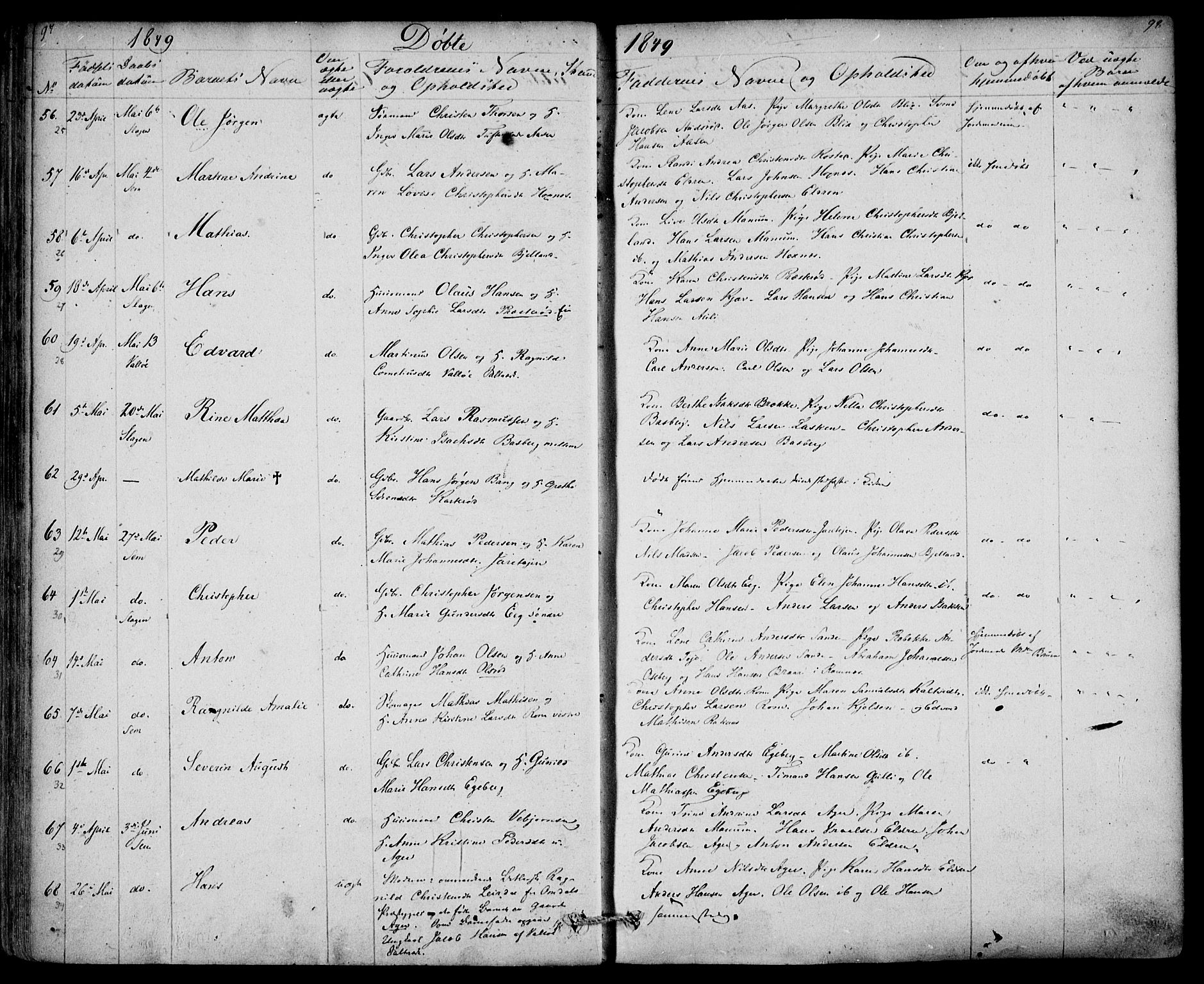 Sem kirkebøker, AV/SAKO-A-5/F/Fa/L0006: Ministerialbok nr. I 6, 1843-1855, s. 97-98