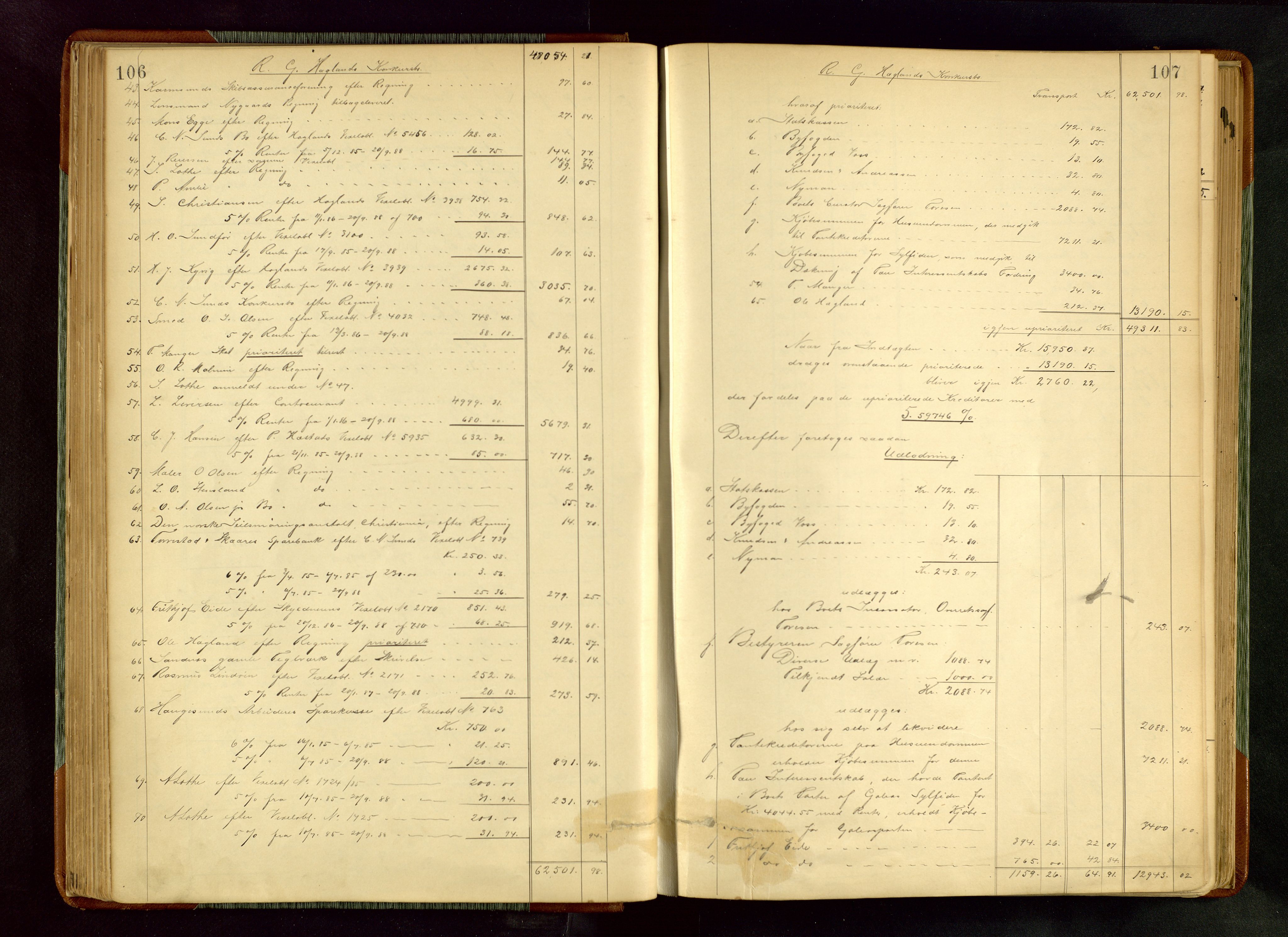 Haugesund tingrett, AV/SAST-A-101415/01/IV/IVA/L0005: Skifteprotokoll med register, 1887-1900, s. 106-107