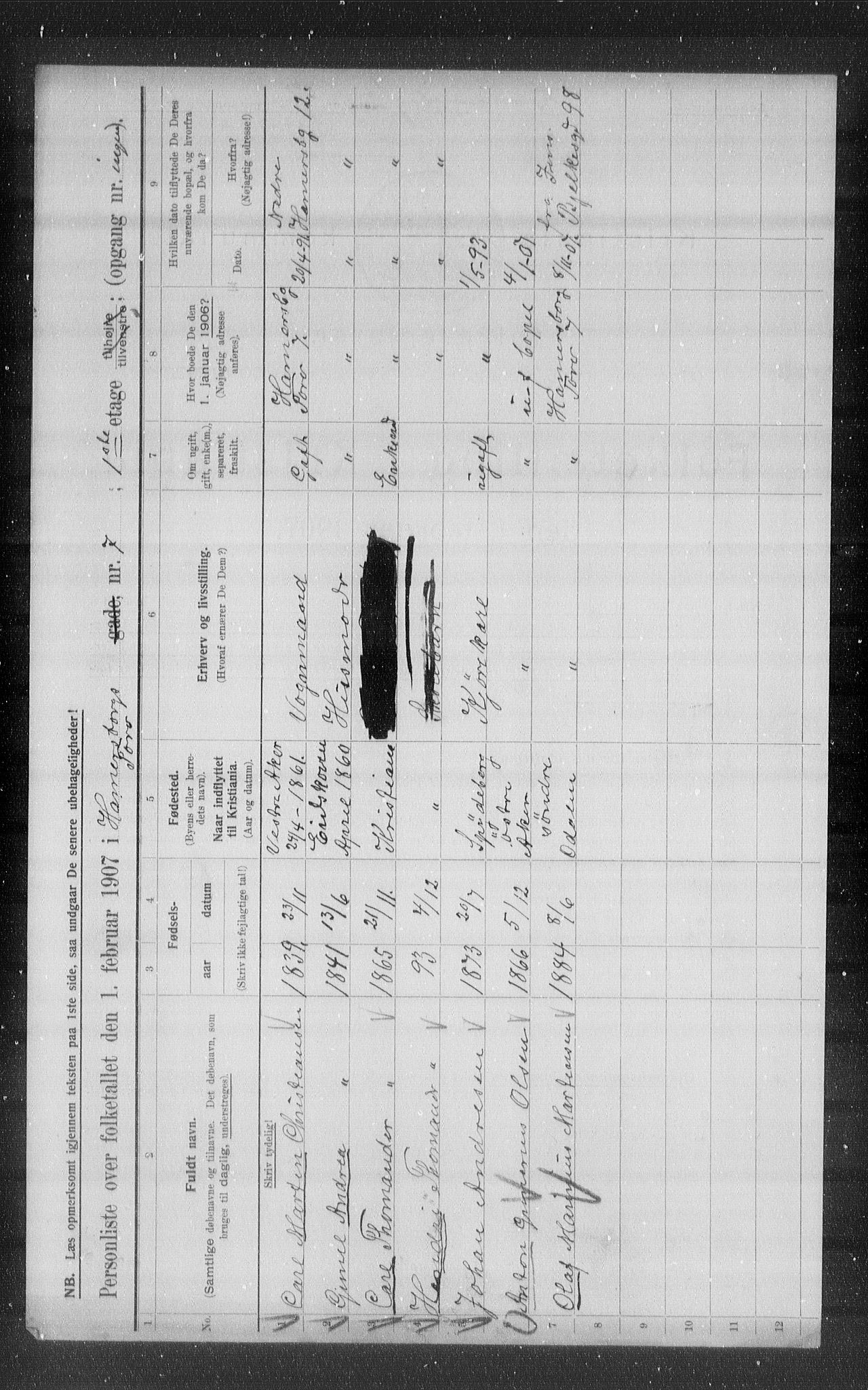 OBA, Kommunal folketelling 1.2.1907 for Kristiania kjøpstad, 1907, s. 17673