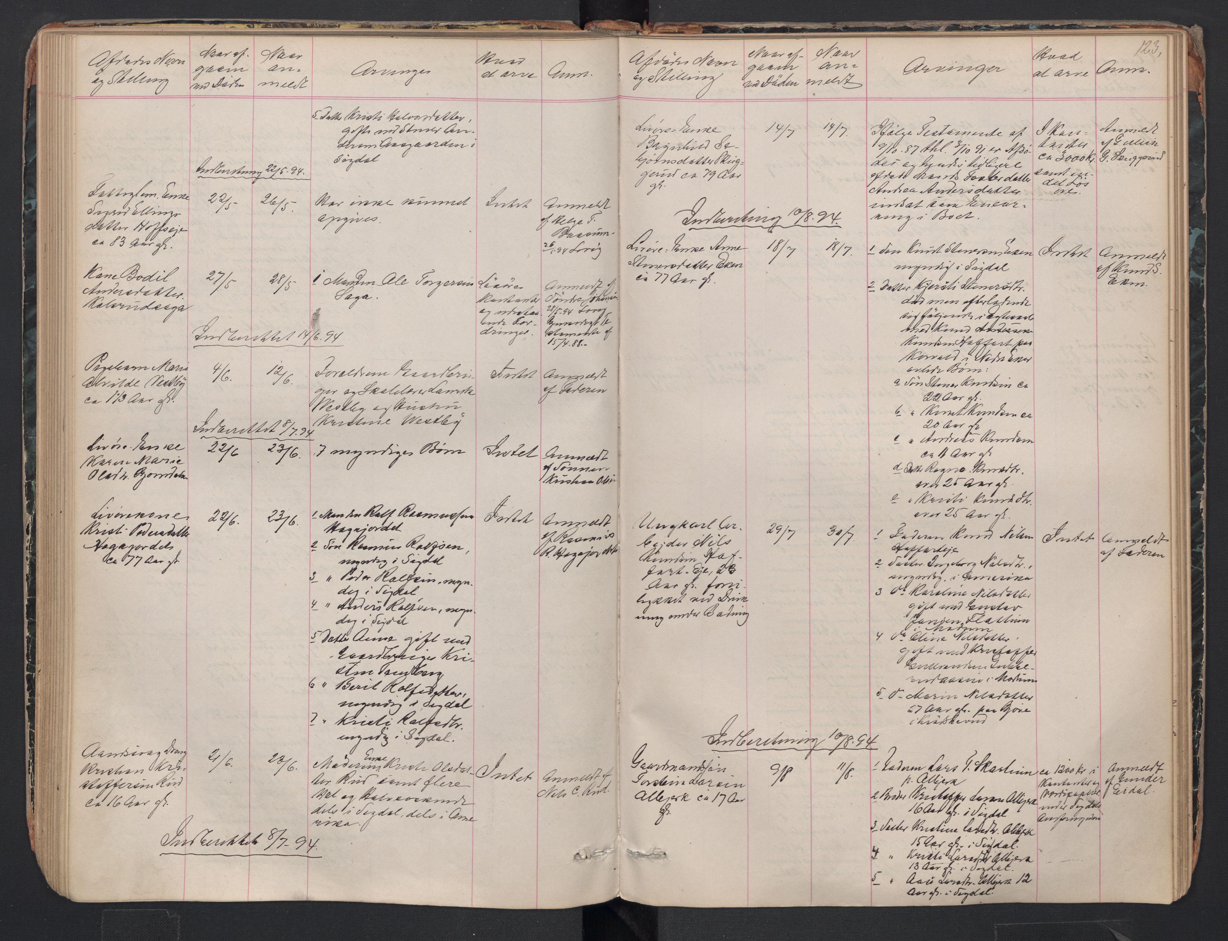 Sigdal lensmannskontor, AV/SAKO-A-515/H/Ha/L0002: Dødsfallsprotokoll, 1866-1907, s. 123
