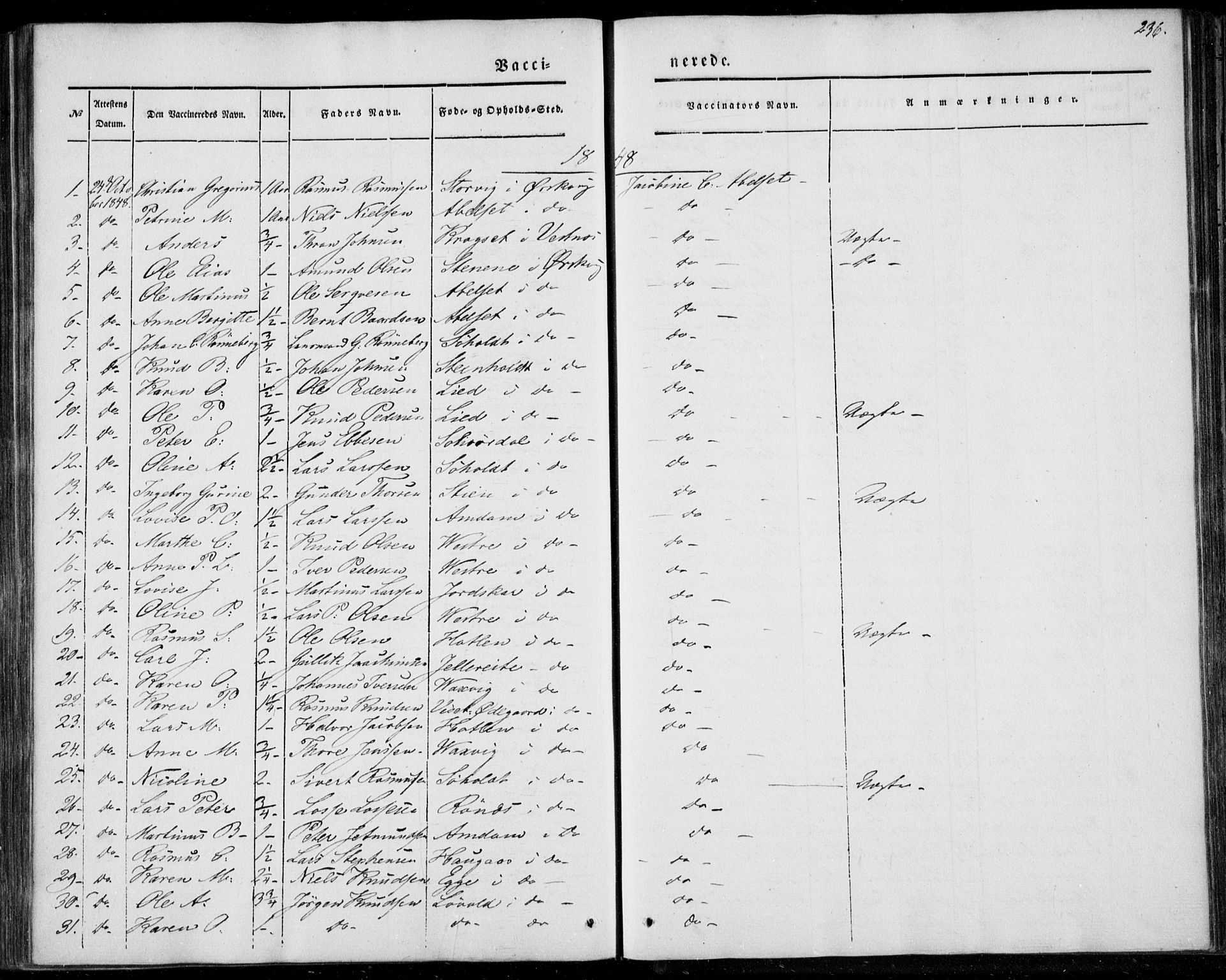 Ministerialprotokoller, klokkerbøker og fødselsregistre - Møre og Romsdal, AV/SAT-A-1454/522/L0312: Ministerialbok nr. 522A07, 1843-1851, s. 236