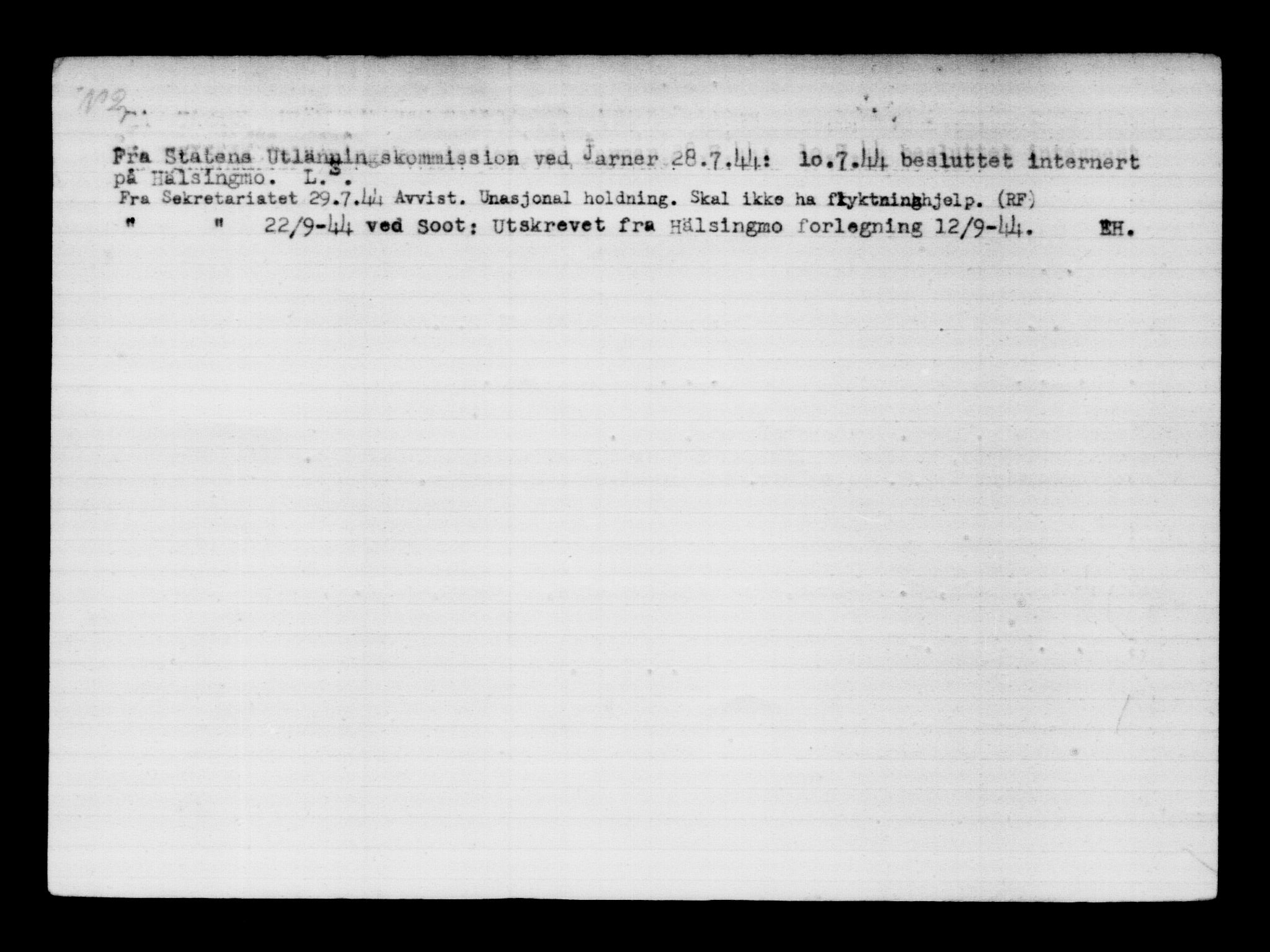 Utenriksstasjonene, Legasjonen i Stockholm, Flyktningkontoret, AV/RA-S-6753/V/Va/L0011: Kjesäterkartoteket, flyktninger med registreringsnr. 25300-28349, 1940-1945, s. 2790