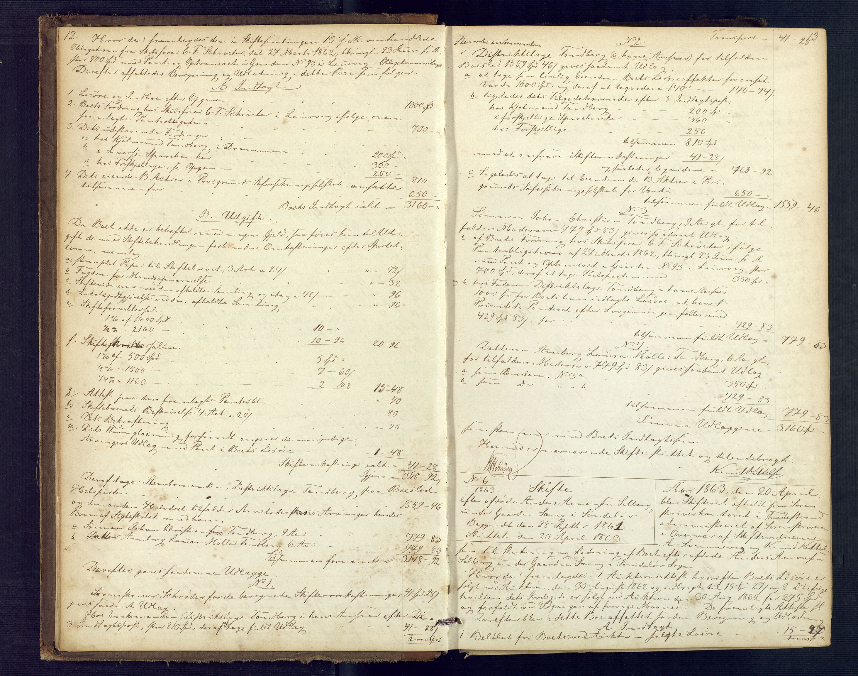 Holt sorenskriveri, AV/SAK-1221-0002/H/Hc/L0030: Skifteutlodningsprotokoll nr. 5, 1863-1869, s. 12-13
