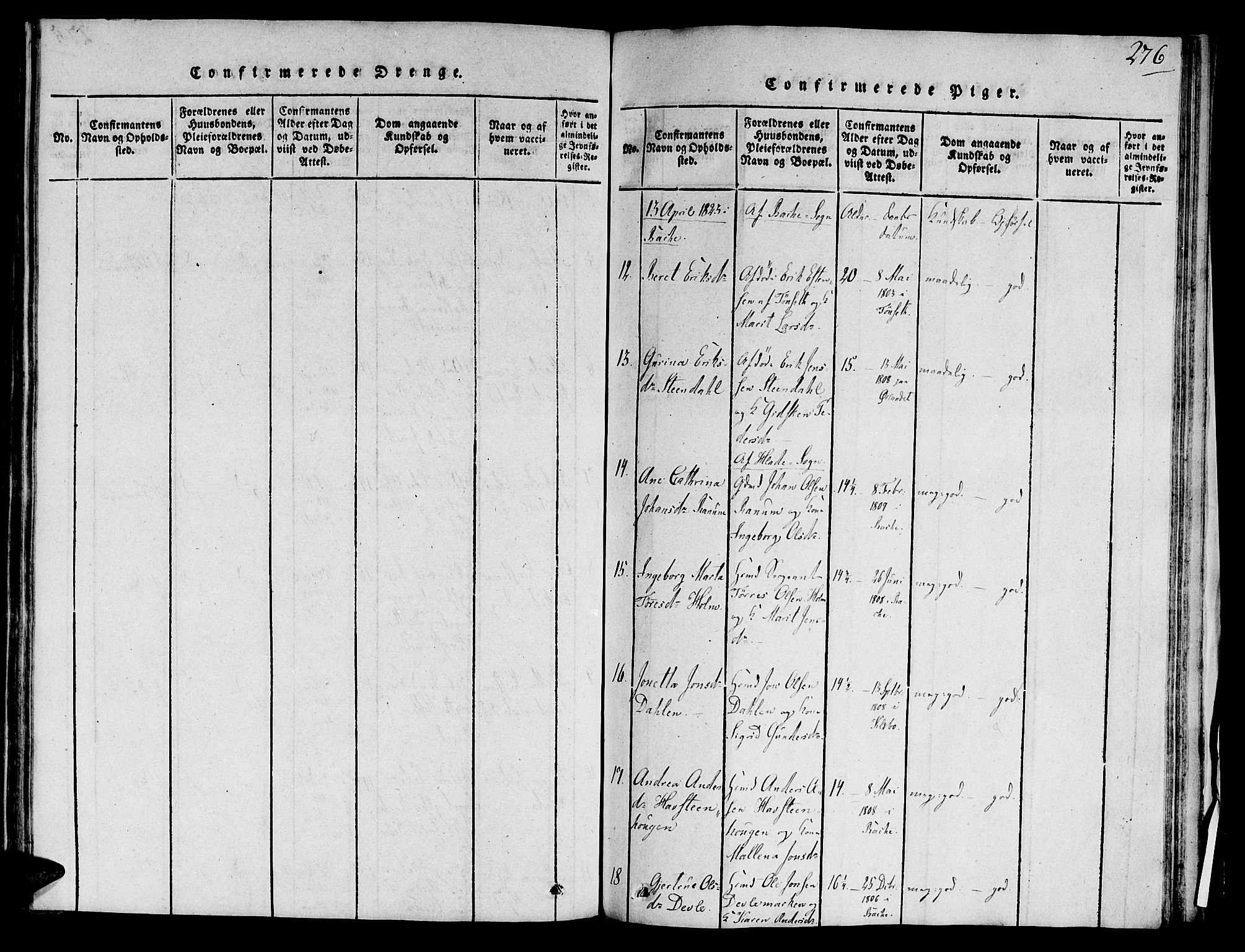 Ministerialprotokoller, klokkerbøker og fødselsregistre - Sør-Trøndelag, SAT/A-1456/606/L0283: Ministerialbok nr. 606A03 /1, 1818-1823, s. 276