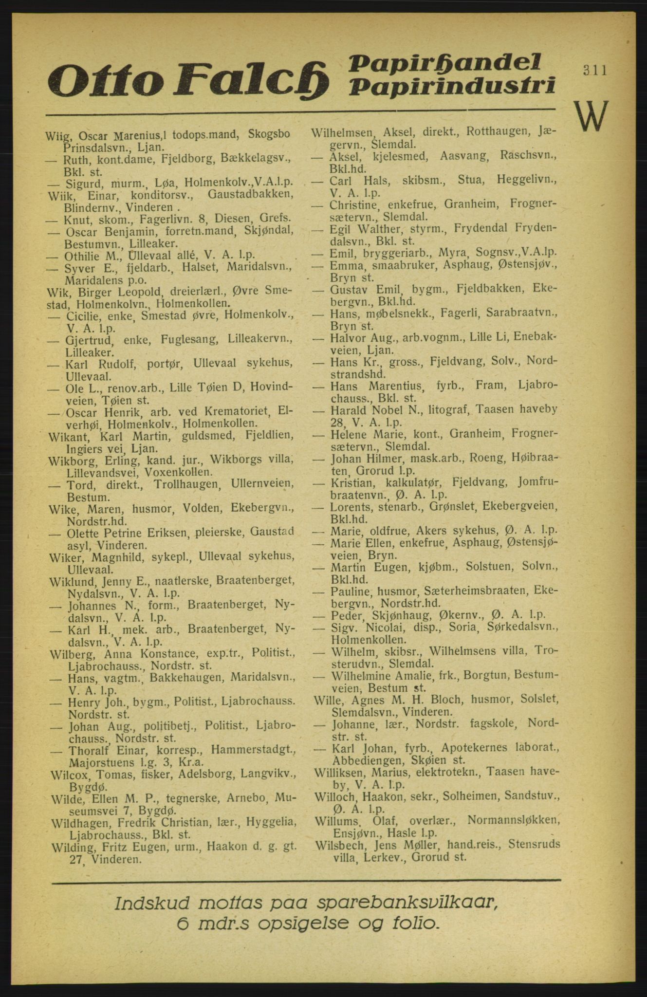 Aker adressebok/adressekalender, PUBL/001/A/002: Akers adressekalender, 1922, s. 311