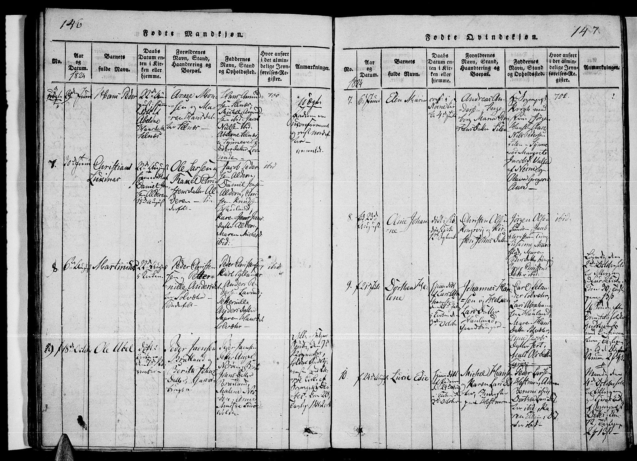 Ministerialprotokoller, klokkerbøker og fødselsregistre - Nordland, AV/SAT-A-1459/841/L0593: Ministerialbok nr. 841A04 /3, 1820-1825, s. 146-147
