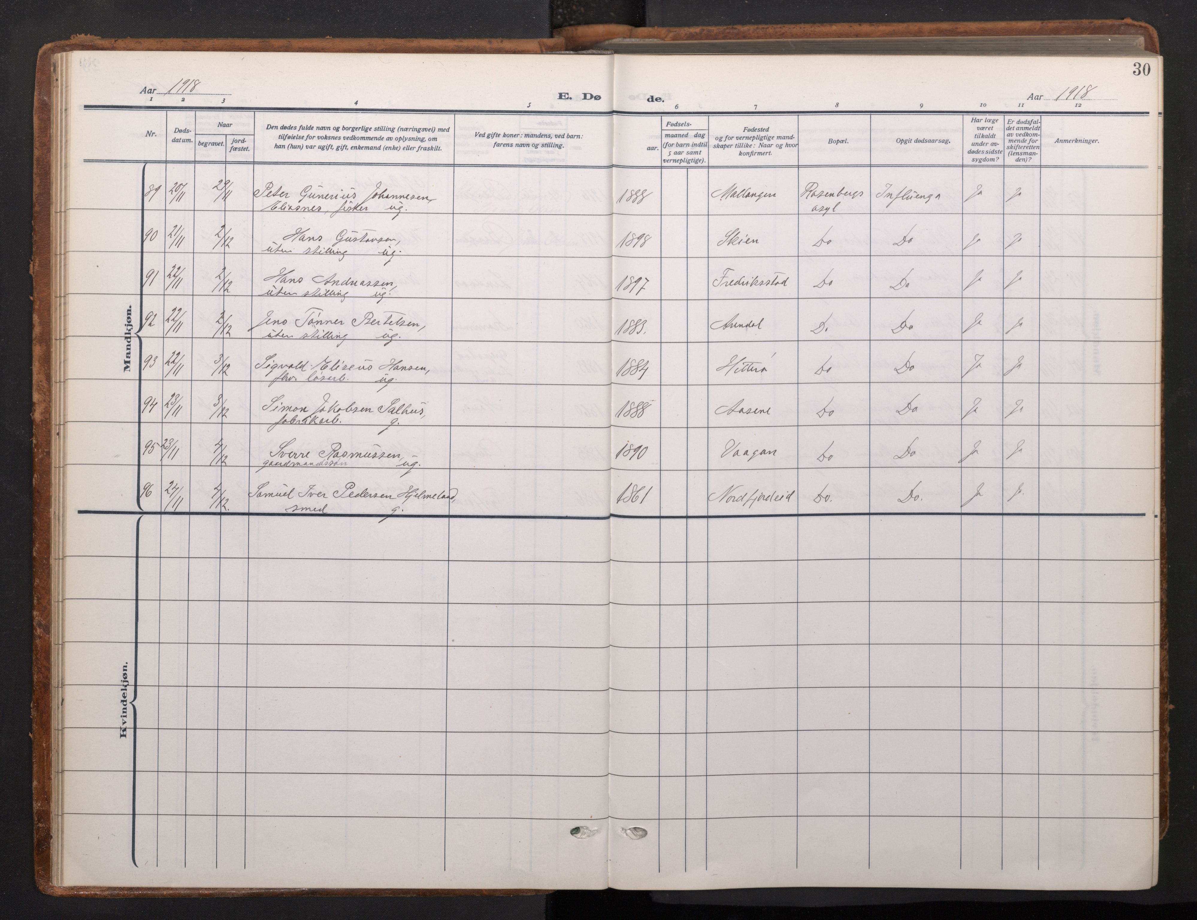 Johanneskirken sokneprestembete, AV/SAB-A-76001/H/Haa/L0020: Ministerialbok nr. E 2, 1916-1951, s. 30