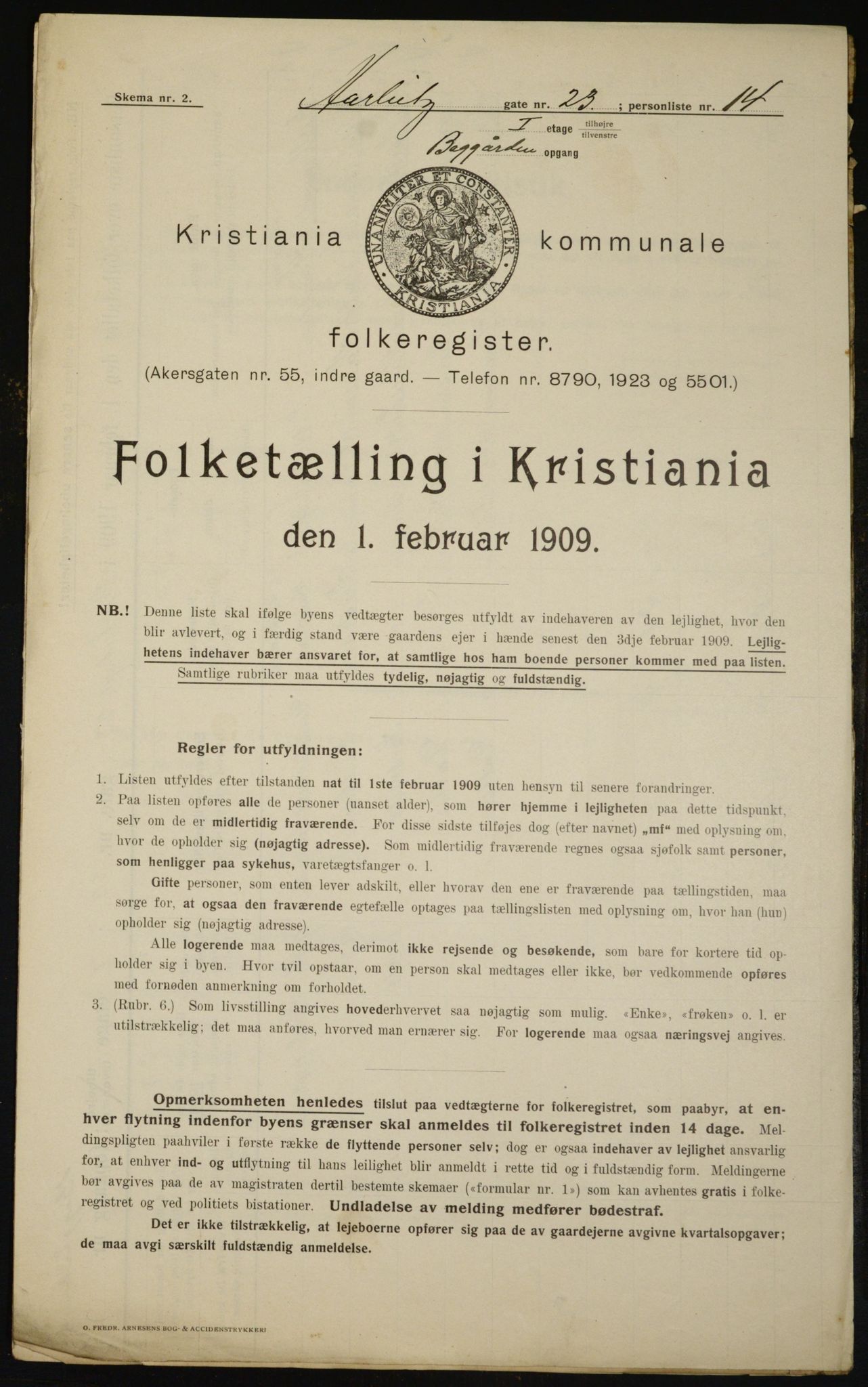 OBA, Kommunal folketelling 1.2.1909 for Kristiania kjøpstad, 1909, s. 73480