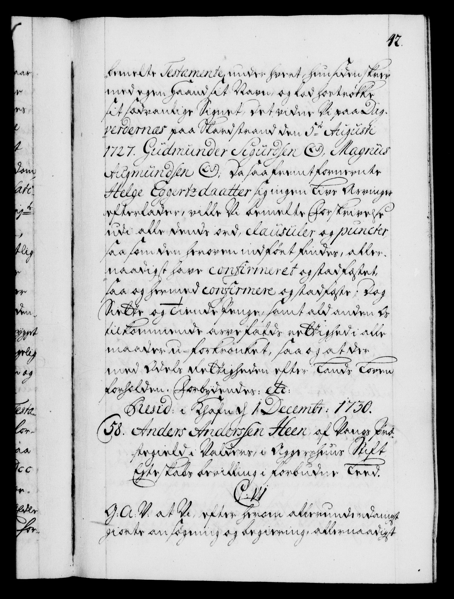 Danske Kanselli 1572-1799, AV/RA-EA-3023/F/Fc/Fca/Fcaa/L0027: Norske registre, 1730-1732, s. 42a