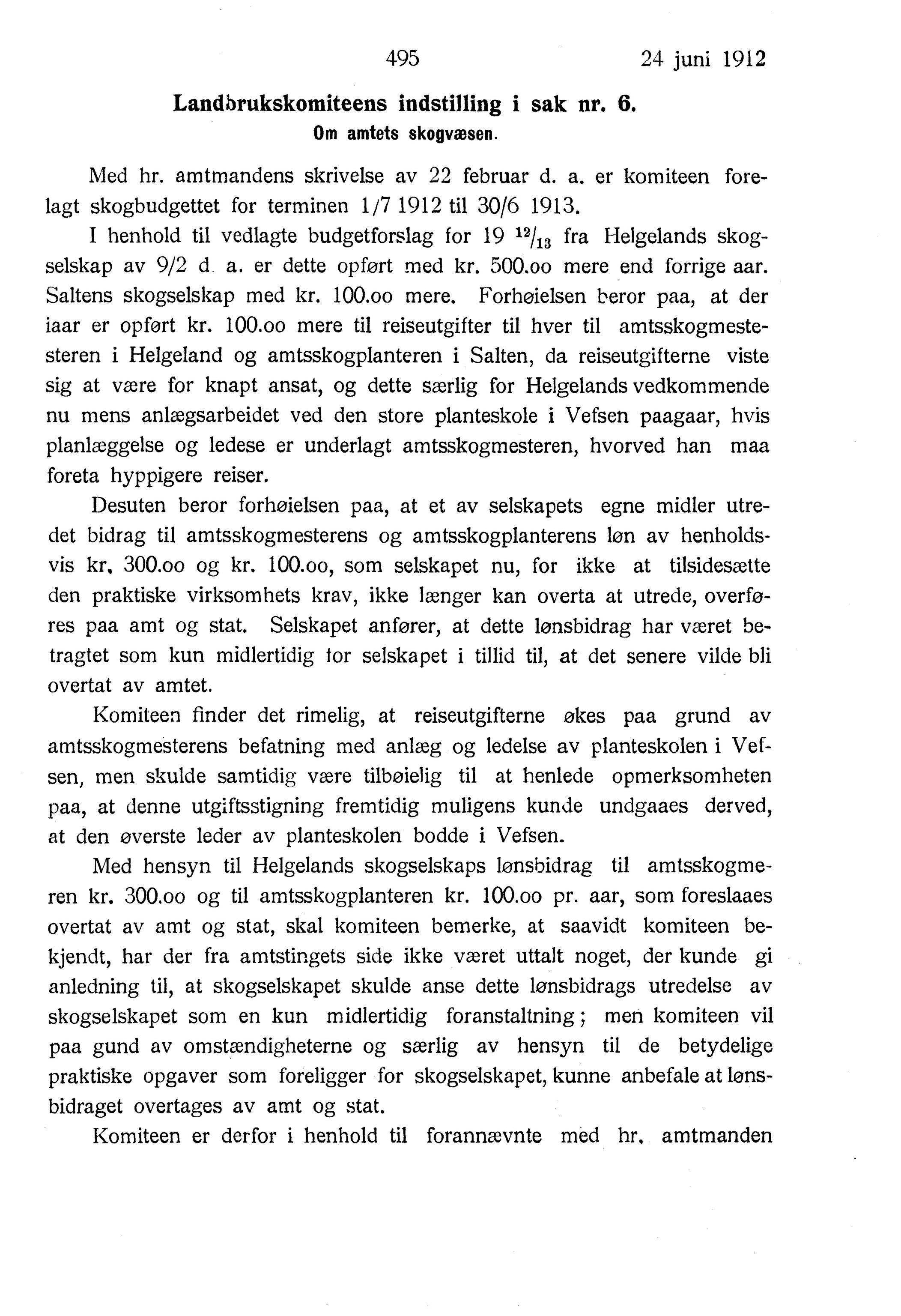 Nordland Fylkeskommune. Fylkestinget, AIN/NFK-17/176/A/Ac/L0035: Fylkestingsforhandlinger 1912, 1912