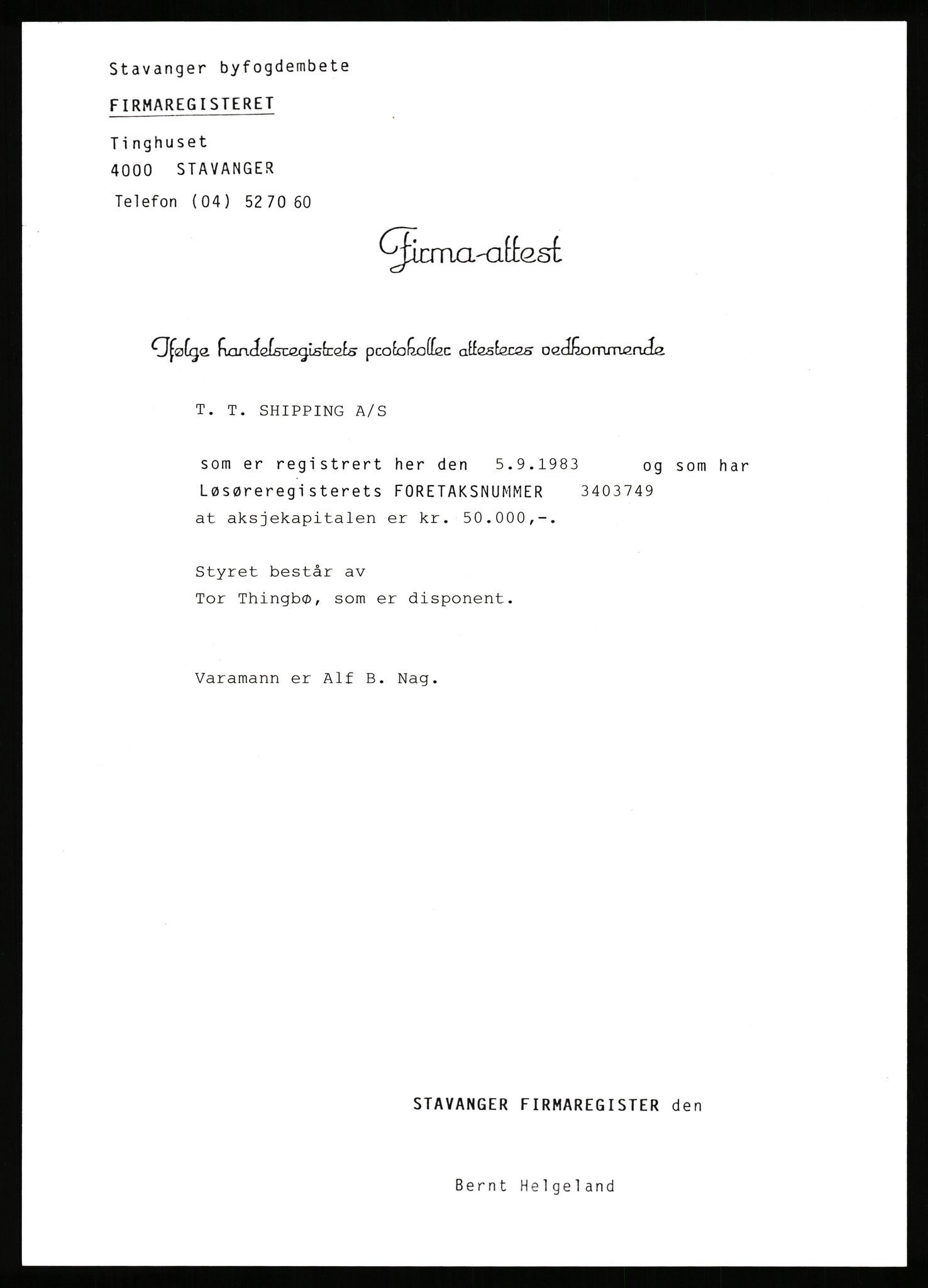 Stavanger byfogd, AV/SAST-A-101408/002/J/Jd/Jde/L0103: Registreringsmeldinger og bilag. Aksjeselskap, 2381-2413, 1983