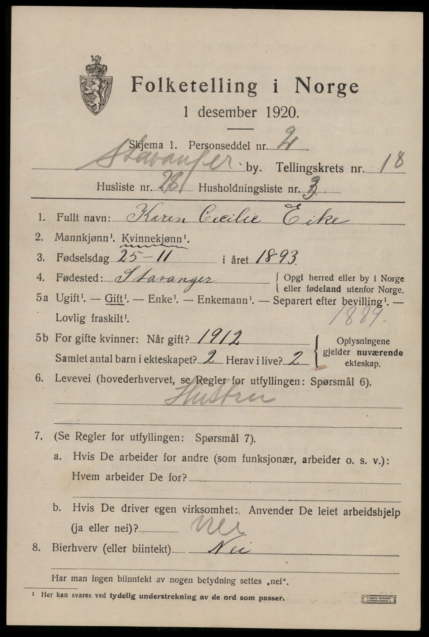 SAST, Folketelling 1920 for 1103 Stavanger kjøpstad, 1920, s. 67036