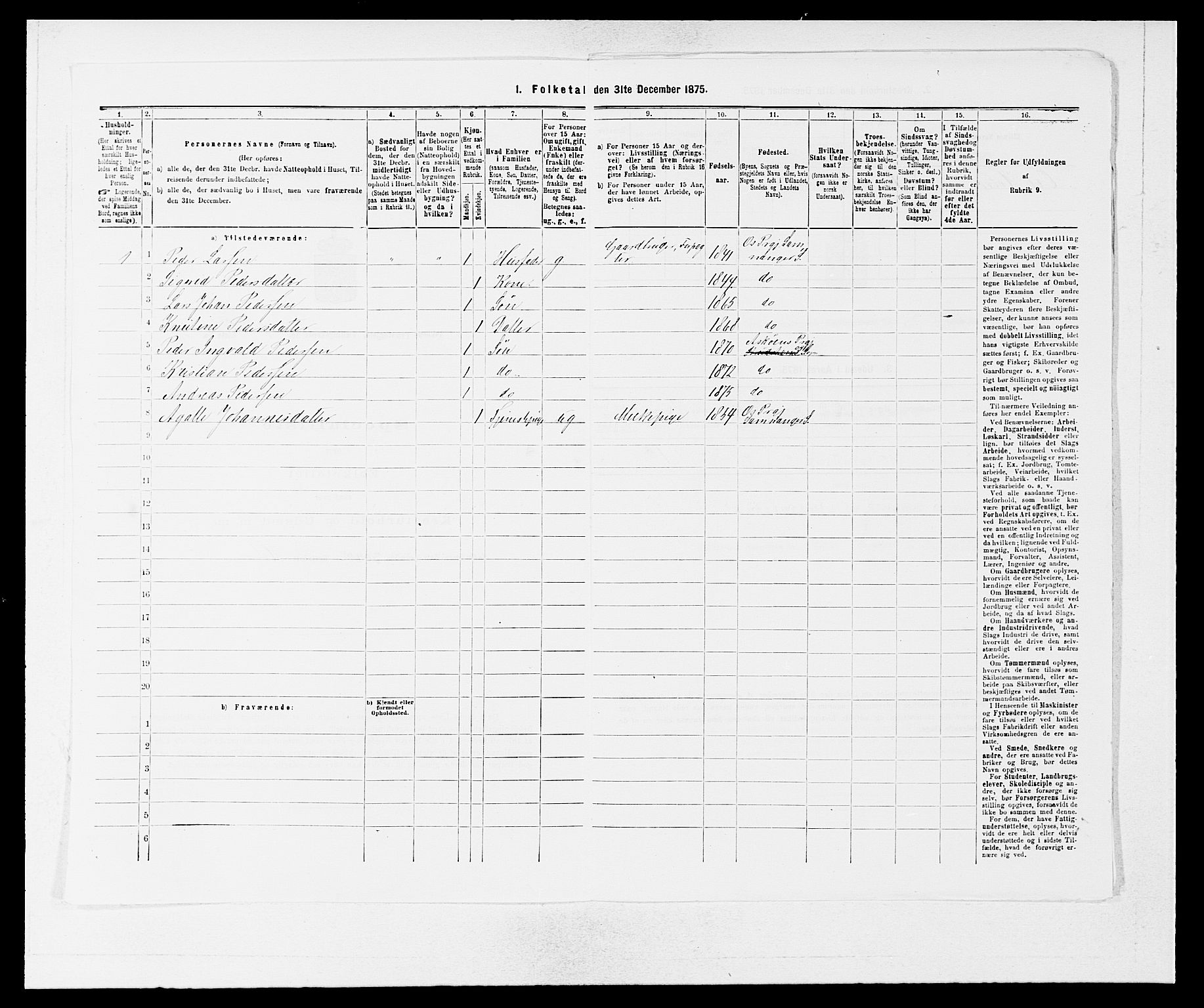 SAB, Folketelling 1875 for 1247P Askøy prestegjeld, 1875, s. 1261