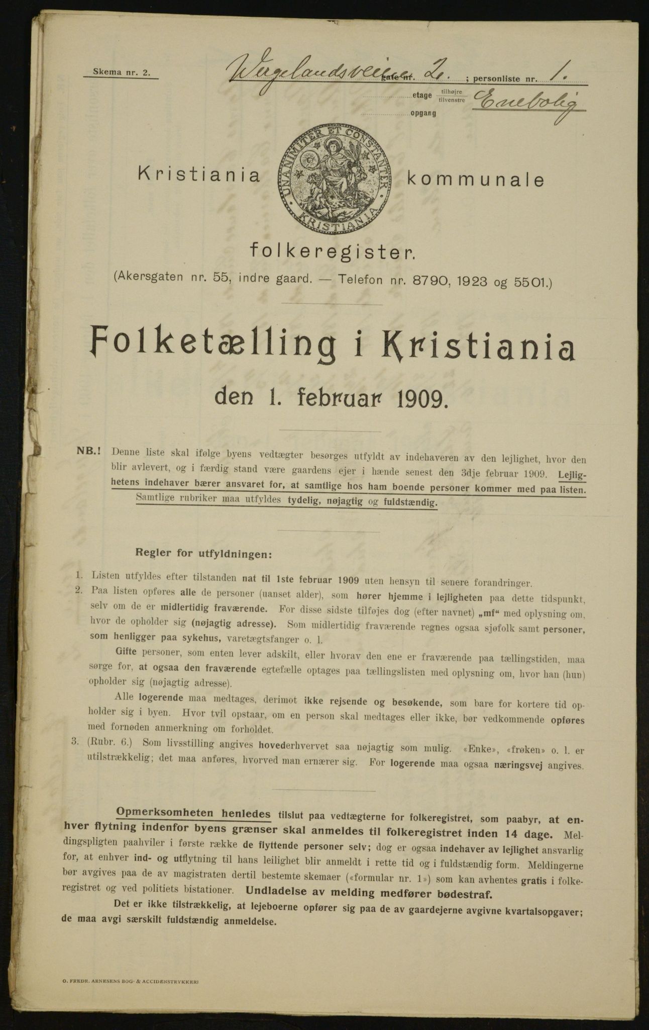 OBA, Kommunal folketelling 1.2.1909 for Kristiania kjøpstad, 1909, s. 115957