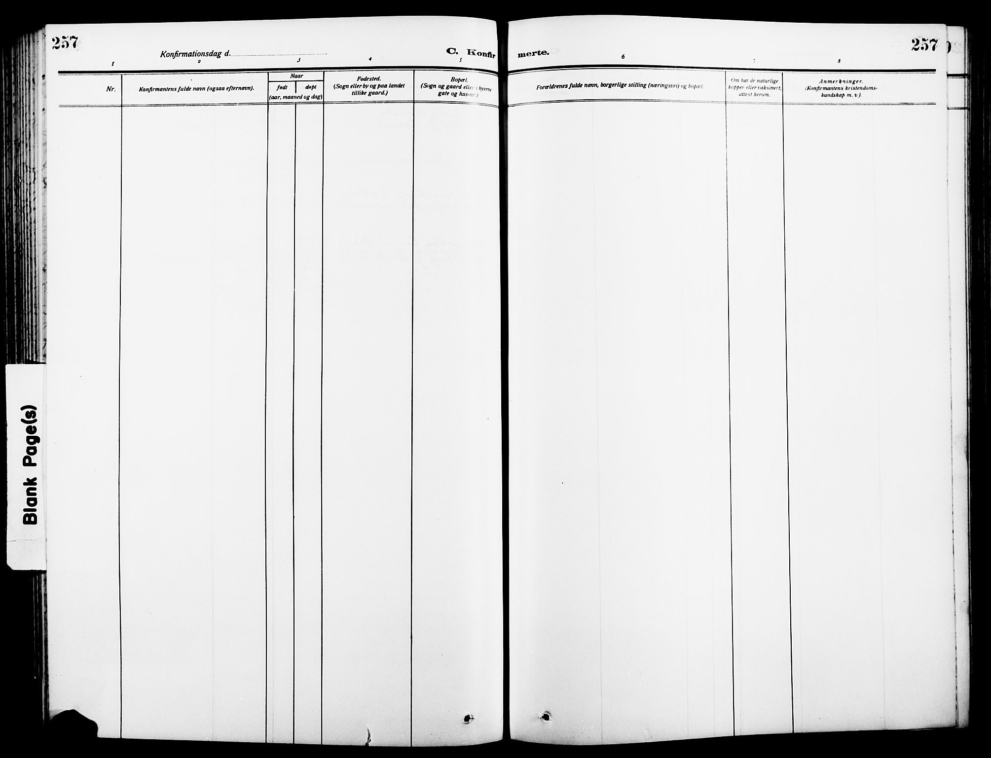 Nøtterøy kirkebøker, AV/SAKO-A-354/G/Ga/L0005: Klokkerbok nr. I 5, 1910-1924, s. 257