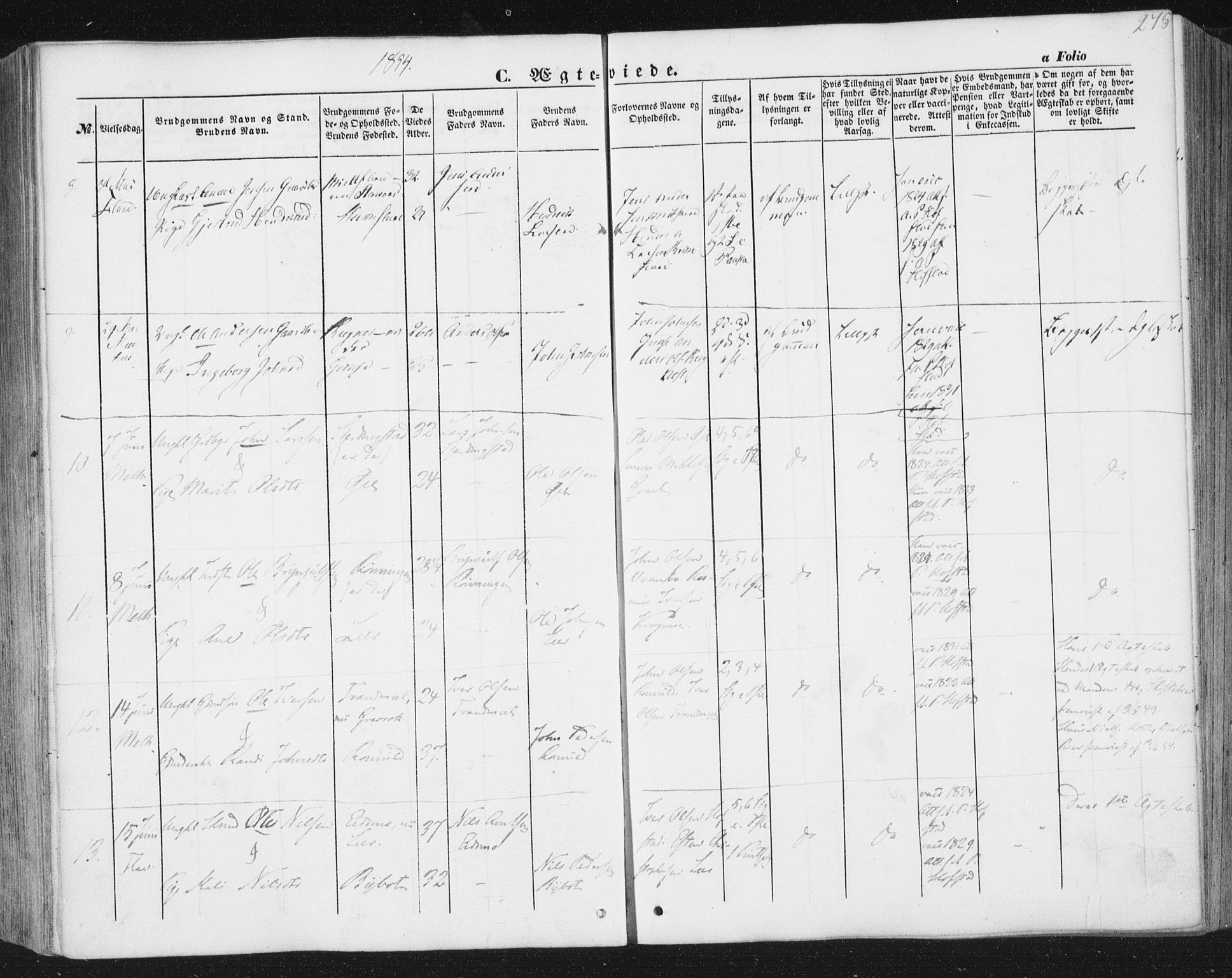 Ministerialprotokoller, klokkerbøker og fødselsregistre - Sør-Trøndelag, AV/SAT-A-1456/691/L1076: Ministerialbok nr. 691A08, 1852-1861, s. 275