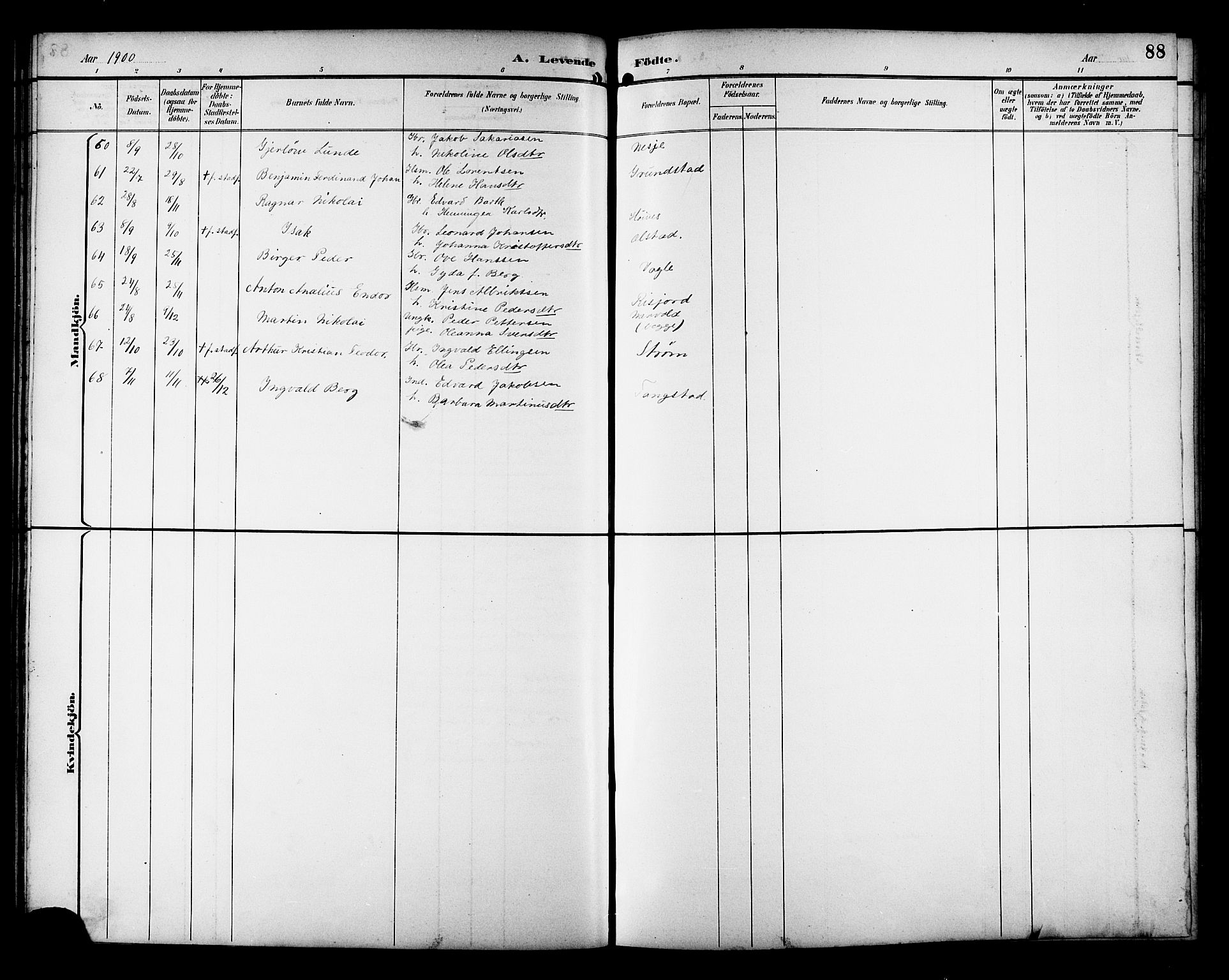 Ministerialprotokoller, klokkerbøker og fødselsregistre - Nordland, AV/SAT-A-1459/880/L1141: Klokkerbok nr. 880C03, 1893-1928, s. 88