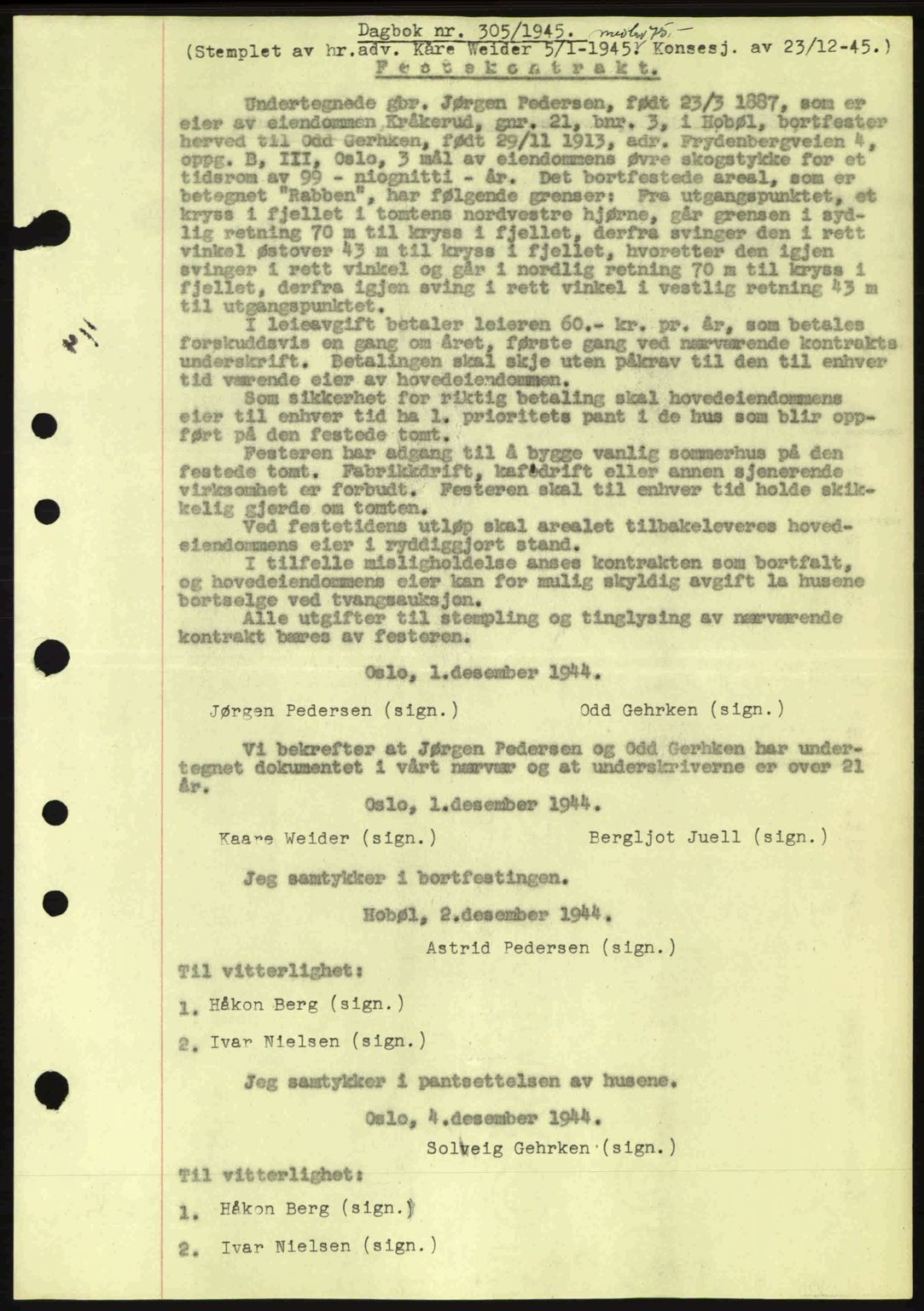 Moss sorenskriveri, SAO/A-10168: Pantebok nr. A13, 1944-1945, Dagboknr: 305/1945