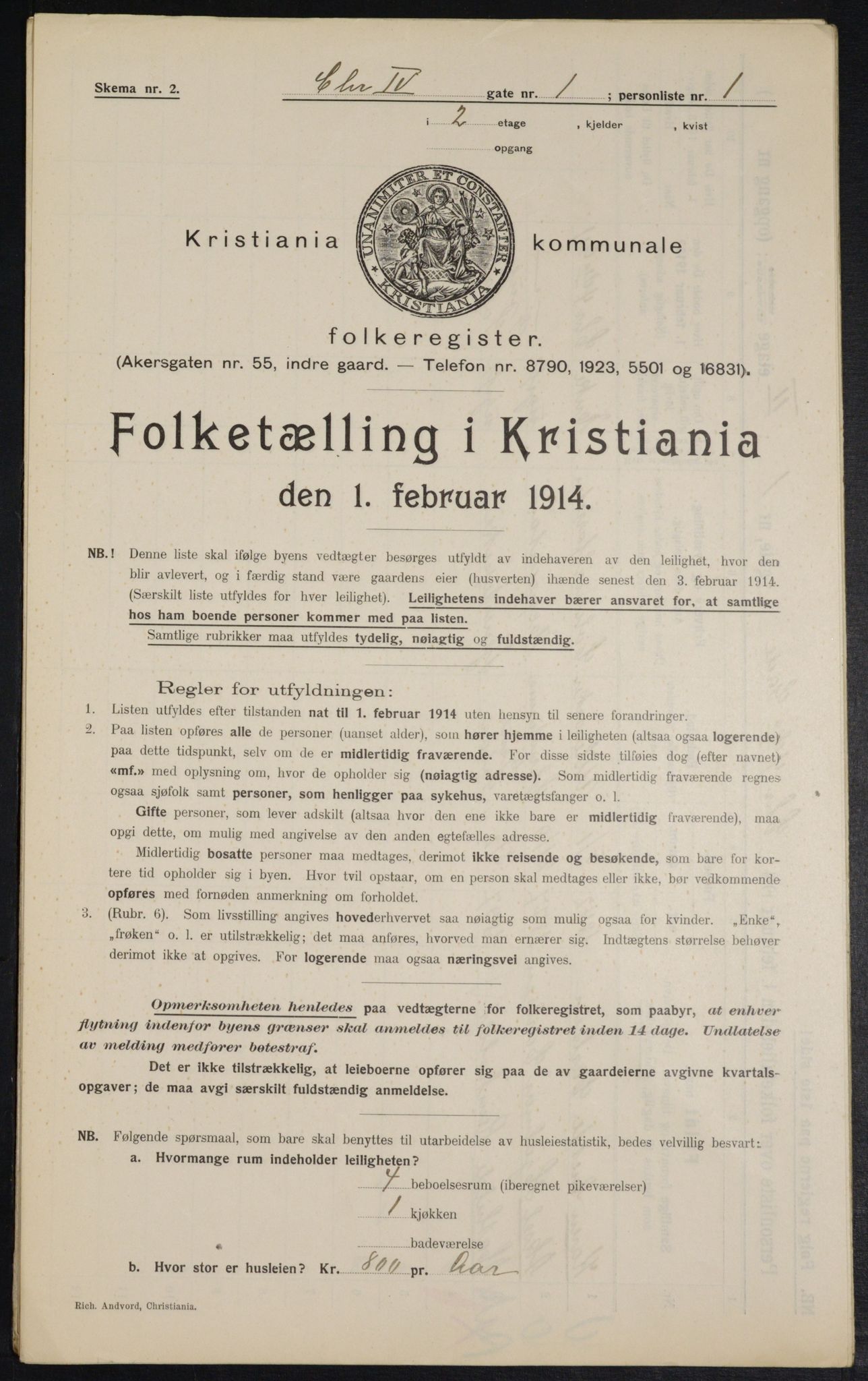 OBA, Kommunal folketelling 1.2.1914 for Kristiania, 1914, s. 54060