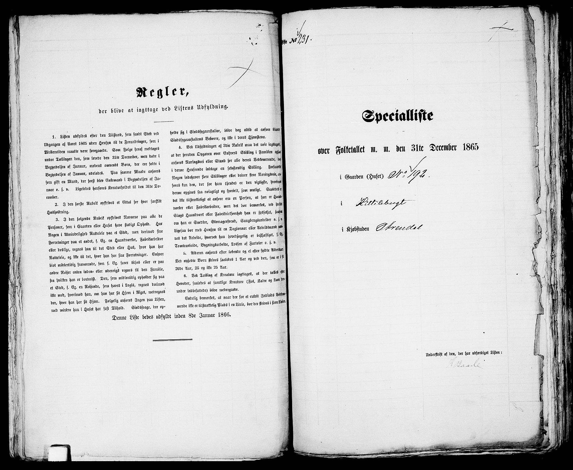 RA, Folketelling 1865 for 0903P Arendal prestegjeld, 1865, s. 469