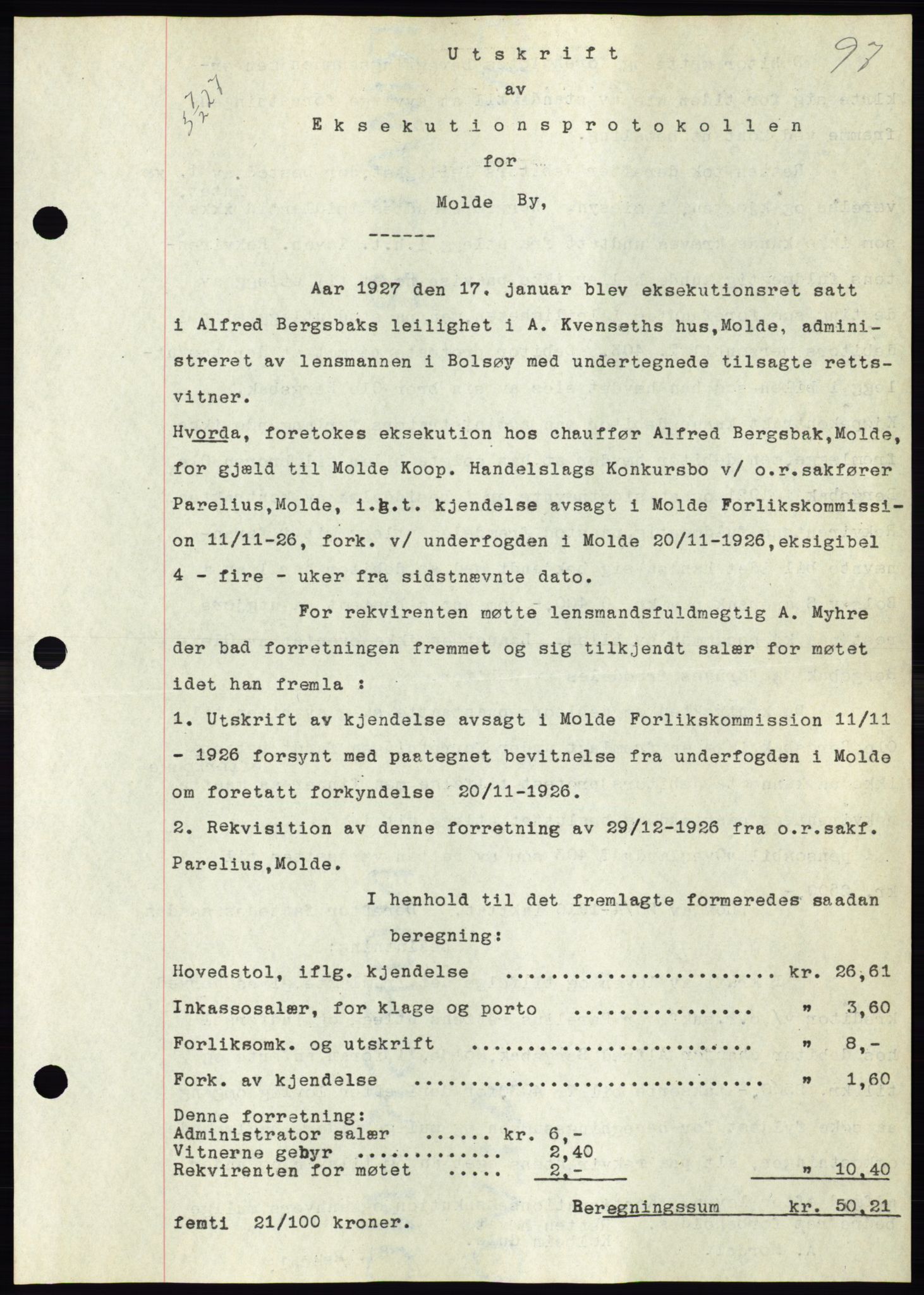 Molde byfogd, SAT/A-0025/2/2C/L0011: Pantebok nr. 11, 1926-1932, Tingl.dato: 07.02.1927