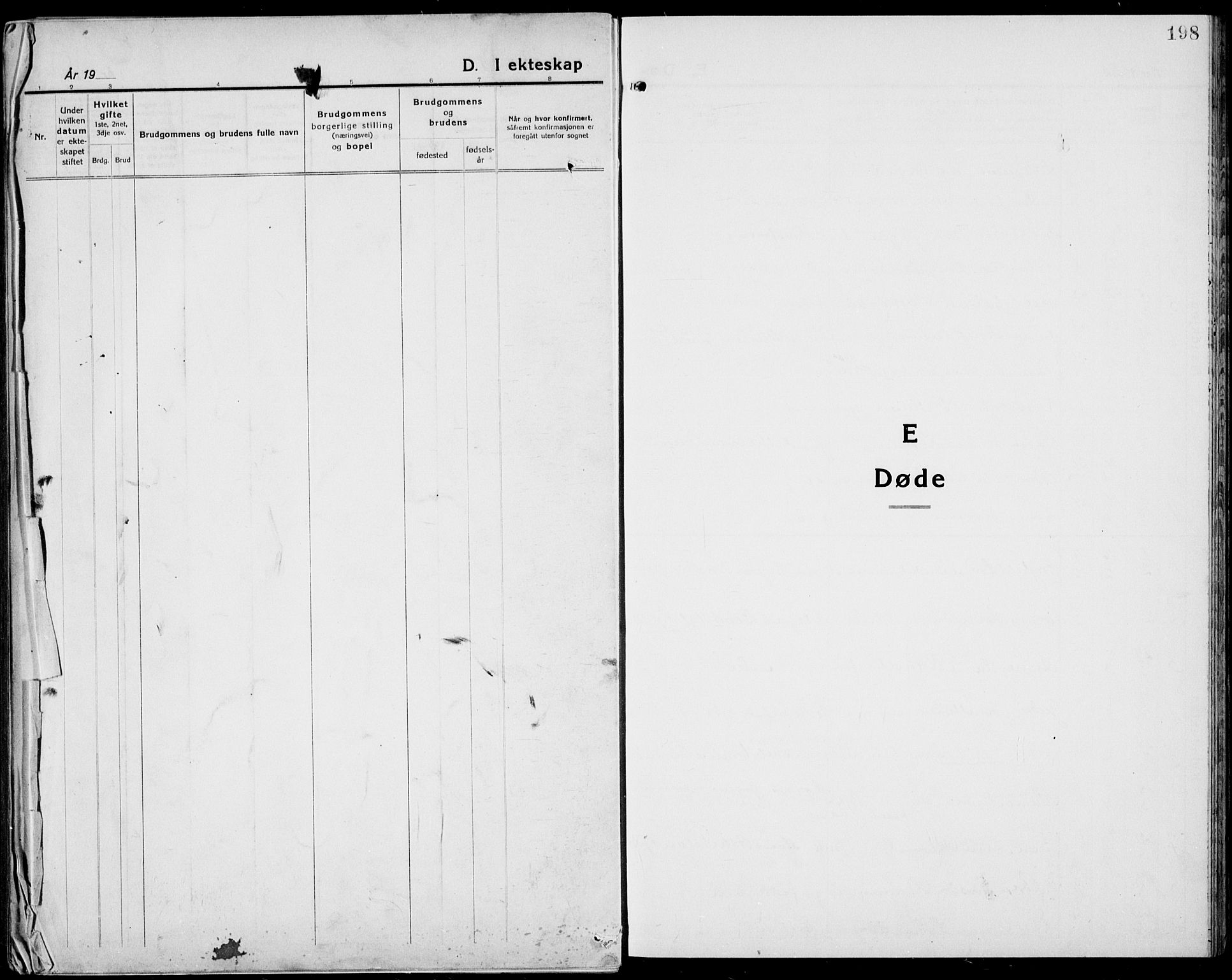 Bamble kirkebøker, AV/SAKO-A-253/G/Ga/L0011: Klokkerbok nr. I 11, 1920-1935, s. 198