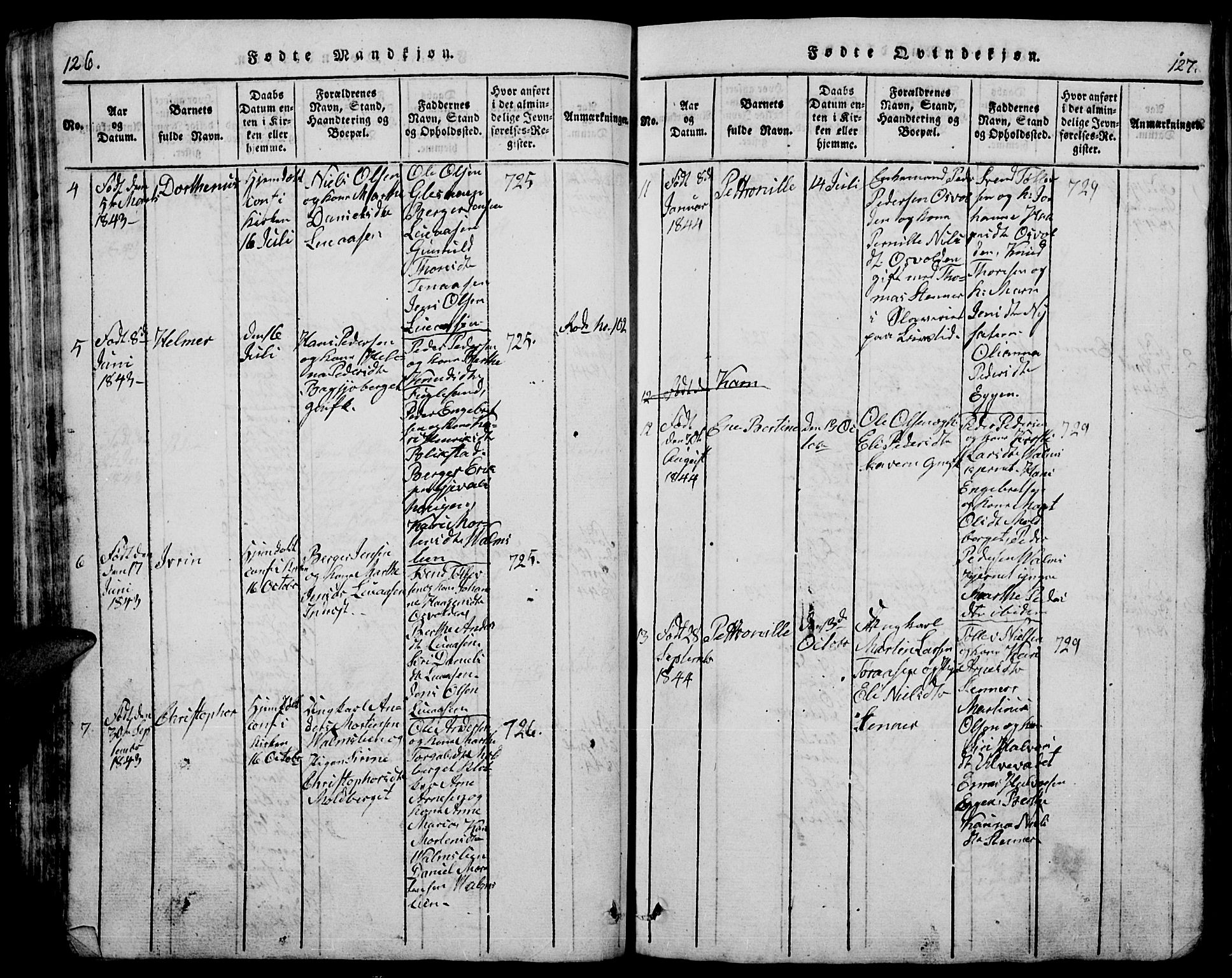 Trysil prestekontor, AV/SAH-PREST-046/H/Ha/Hab/L0005: Klokkerbok nr. 5, 1814-1877, s. 126-127