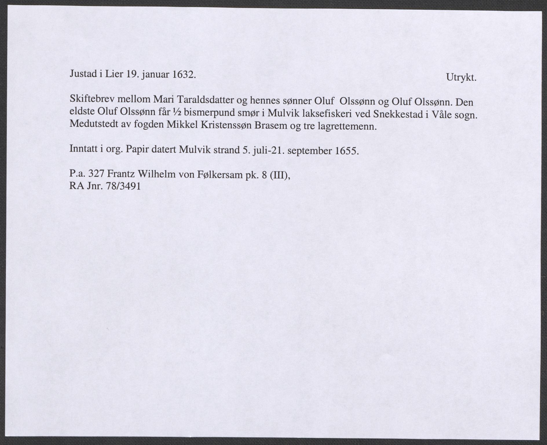 Riksarkivets diplomsamling, RA/EA-5965/F12/L0009: Pk. 8 (III), 1435-1728, s. 74