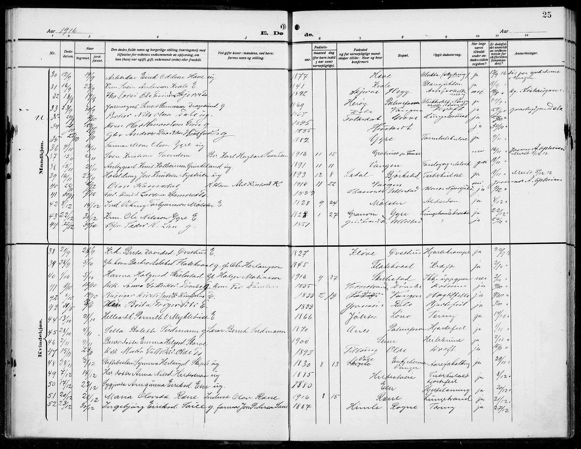 Voss sokneprestembete, AV/SAB-A-79001/H/Haa: Ministerialbok nr. D  2, 1910-1932, s. 25