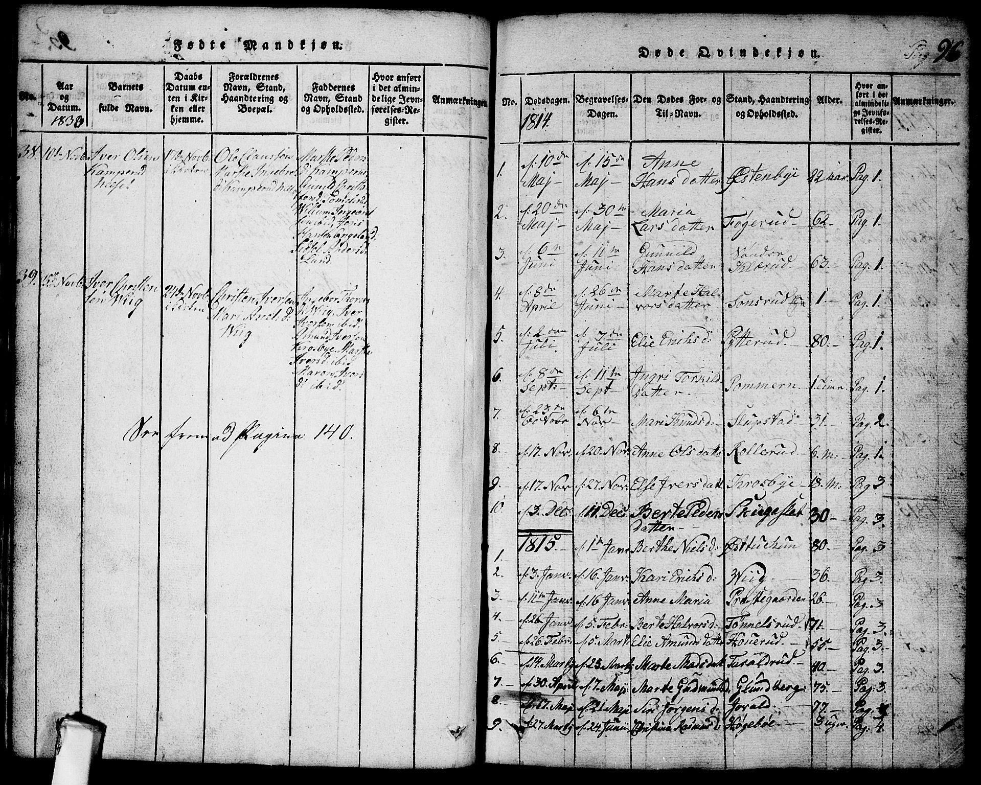 Rødenes prestekontor Kirkebøker, AV/SAO-A-2005/G/Ga/L0001: Klokkerbok nr.  I 1, 1814-1841, s. 96