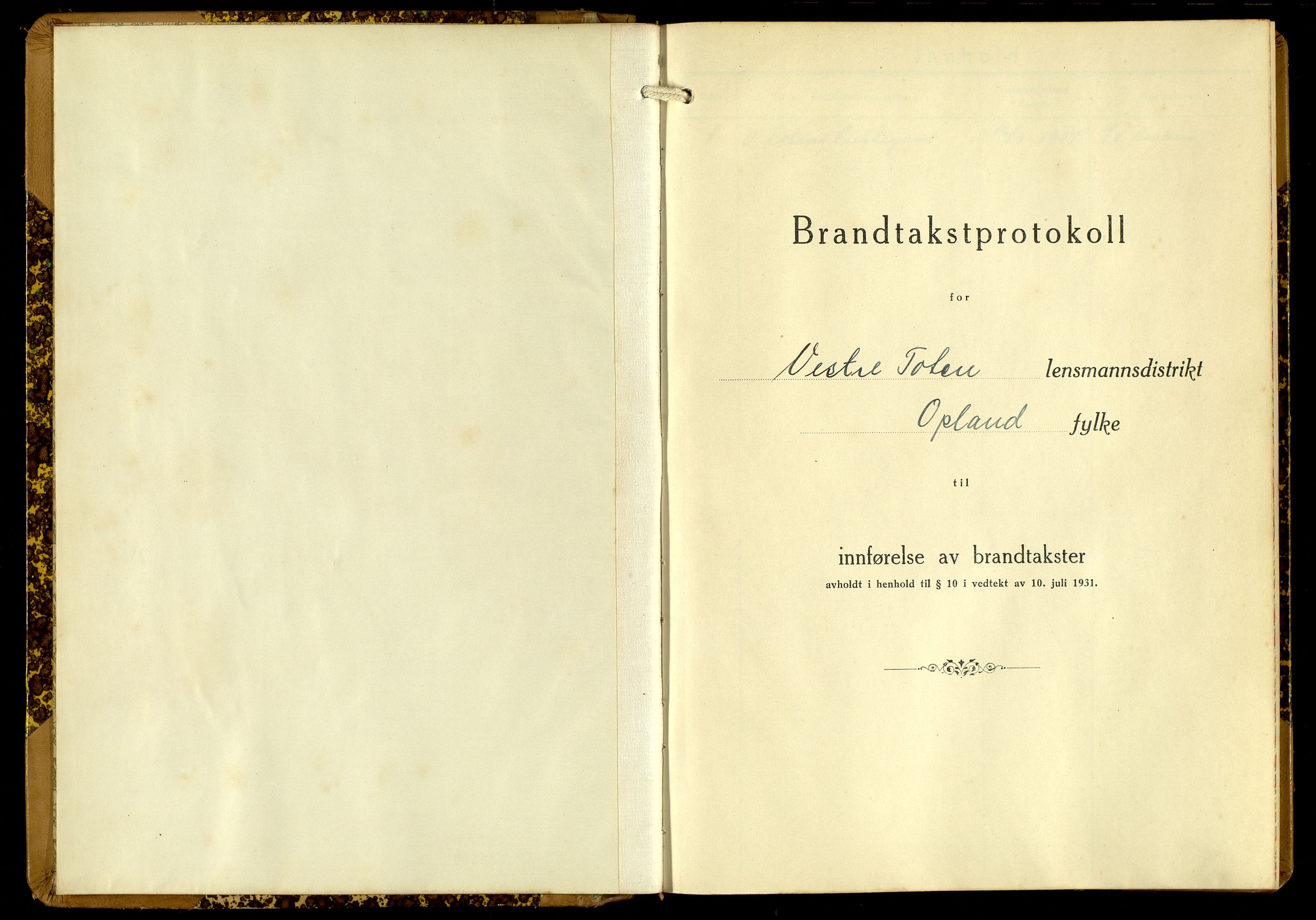 Norges Brannkasse, Vestre Toten, SAH/-, 1937-1949