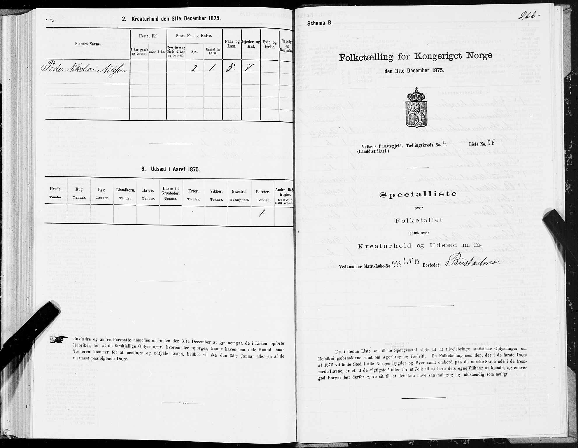 SAT, Folketelling 1875 for 1824L Vefsn prestegjeld, Vefsn sokn, 1875, s. 1266