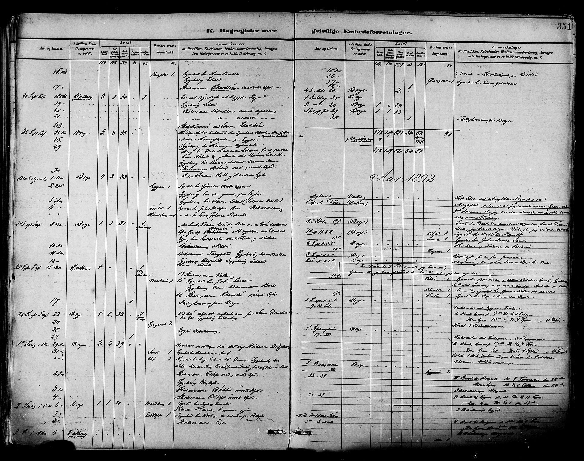 Ministerialprotokoller, klokkerbøker og fødselsregistre - Nordland, SAT/A-1459/880/L1133: Ministerialbok nr. 880A07, 1888-1898, s. 351