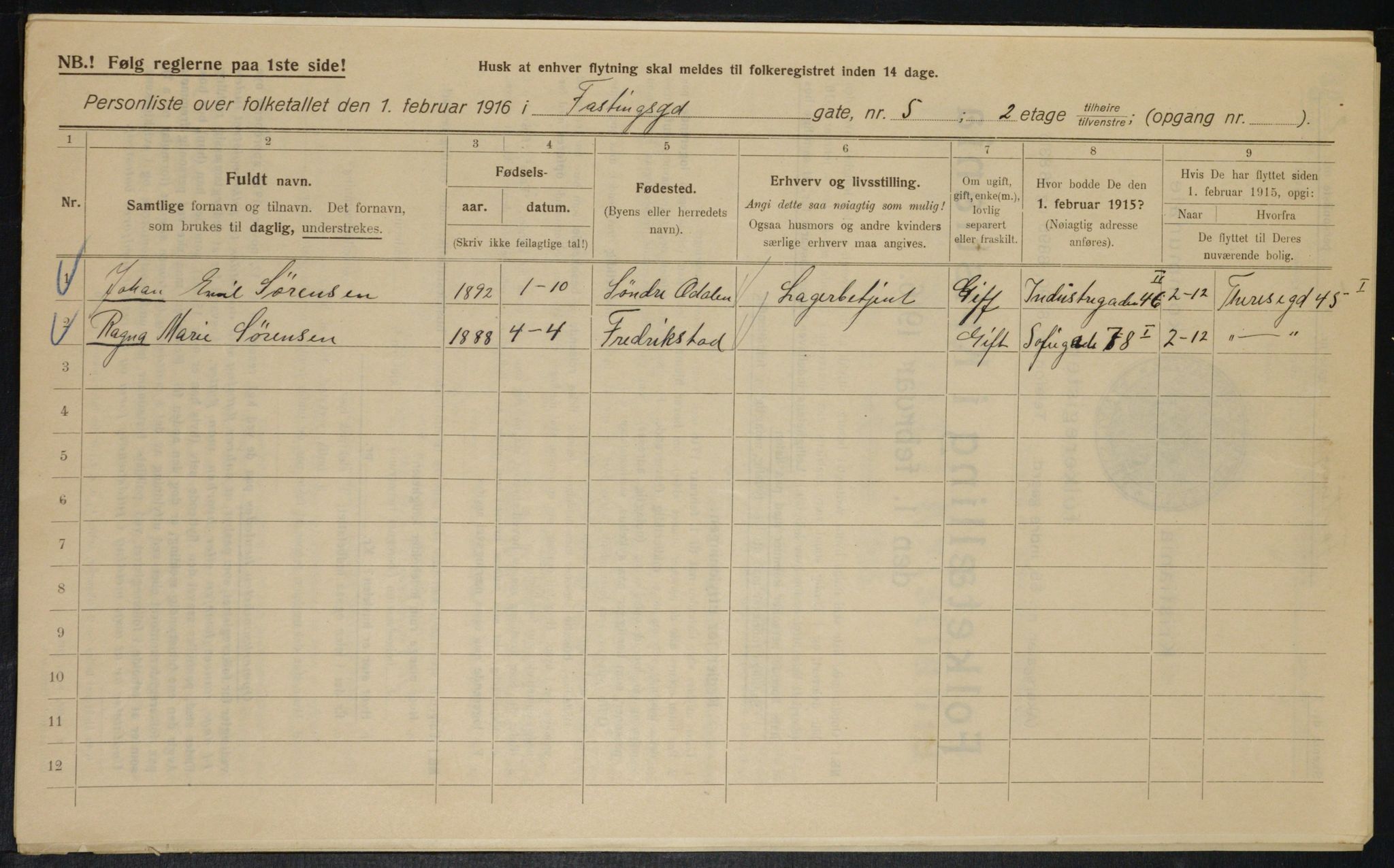 OBA, Kommunal folketelling 1.2.1916 for Kristiania, 1916, s. 24032