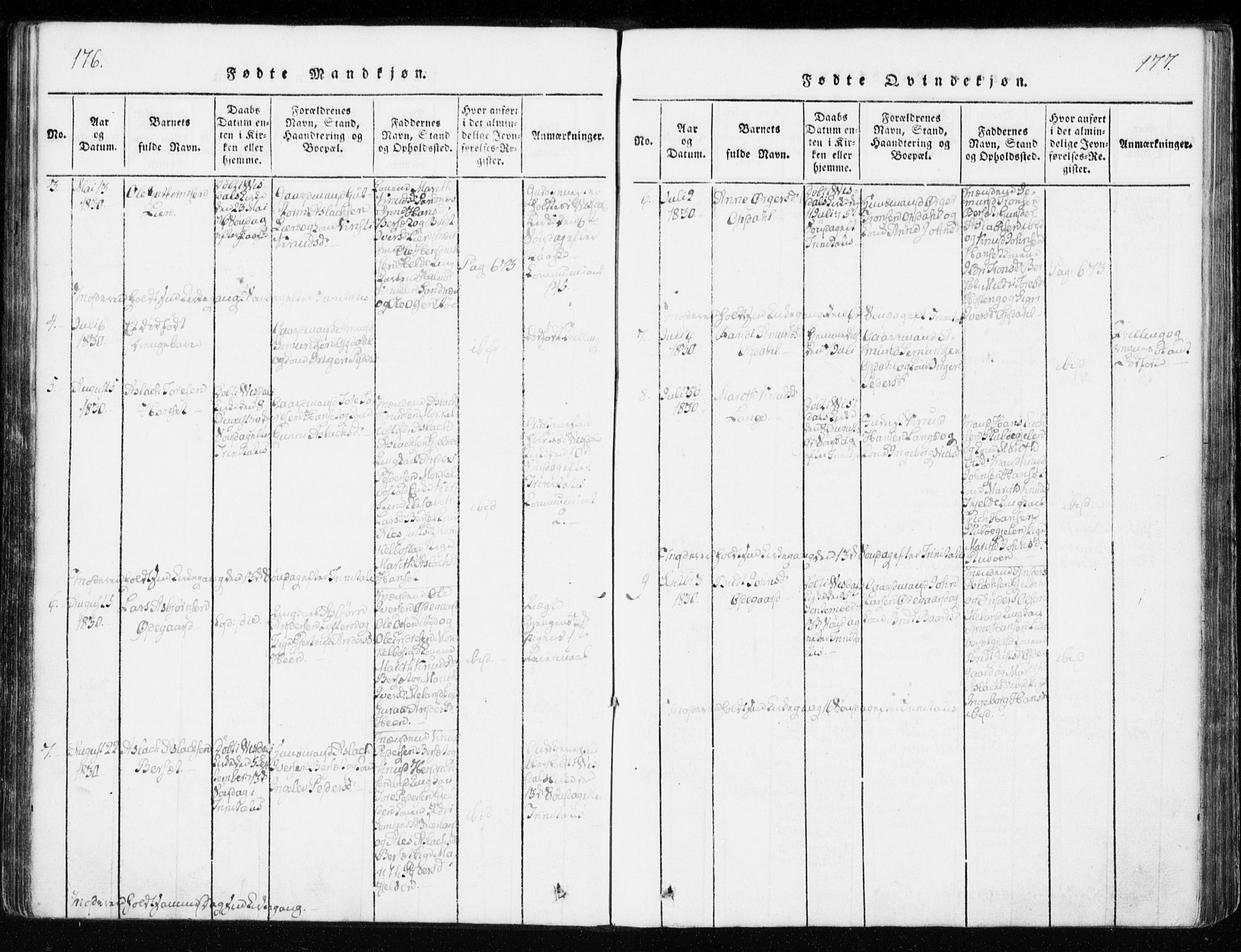 Ministerialprotokoller, klokkerbøker og fødselsregistre - Møre og Romsdal, AV/SAT-A-1454/551/L0623: Ministerialbok nr. 551A03, 1818-1831, s. 176-177