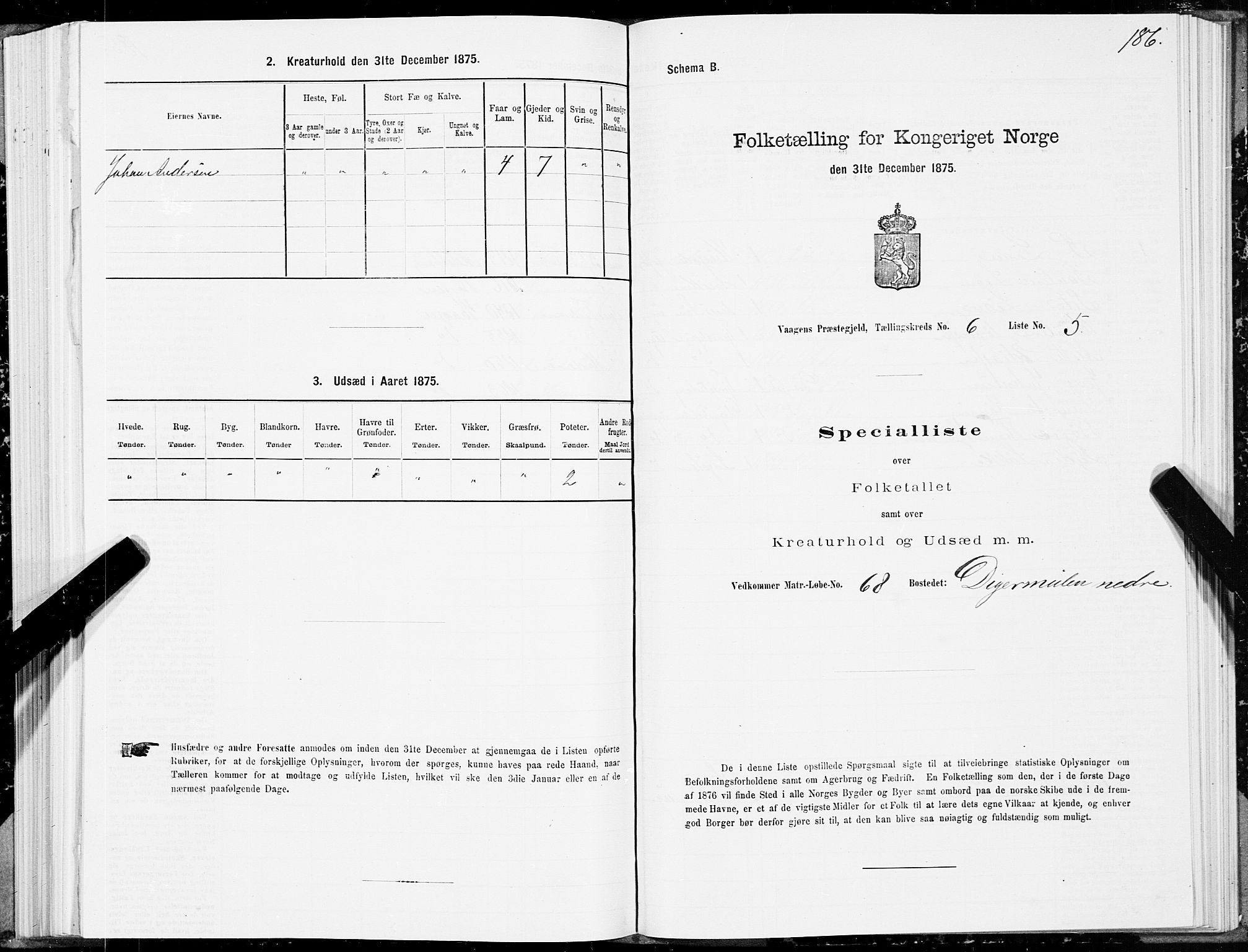 SAT, Folketelling 1875 for 1865P Vågan prestegjeld, 1875, s. 4186