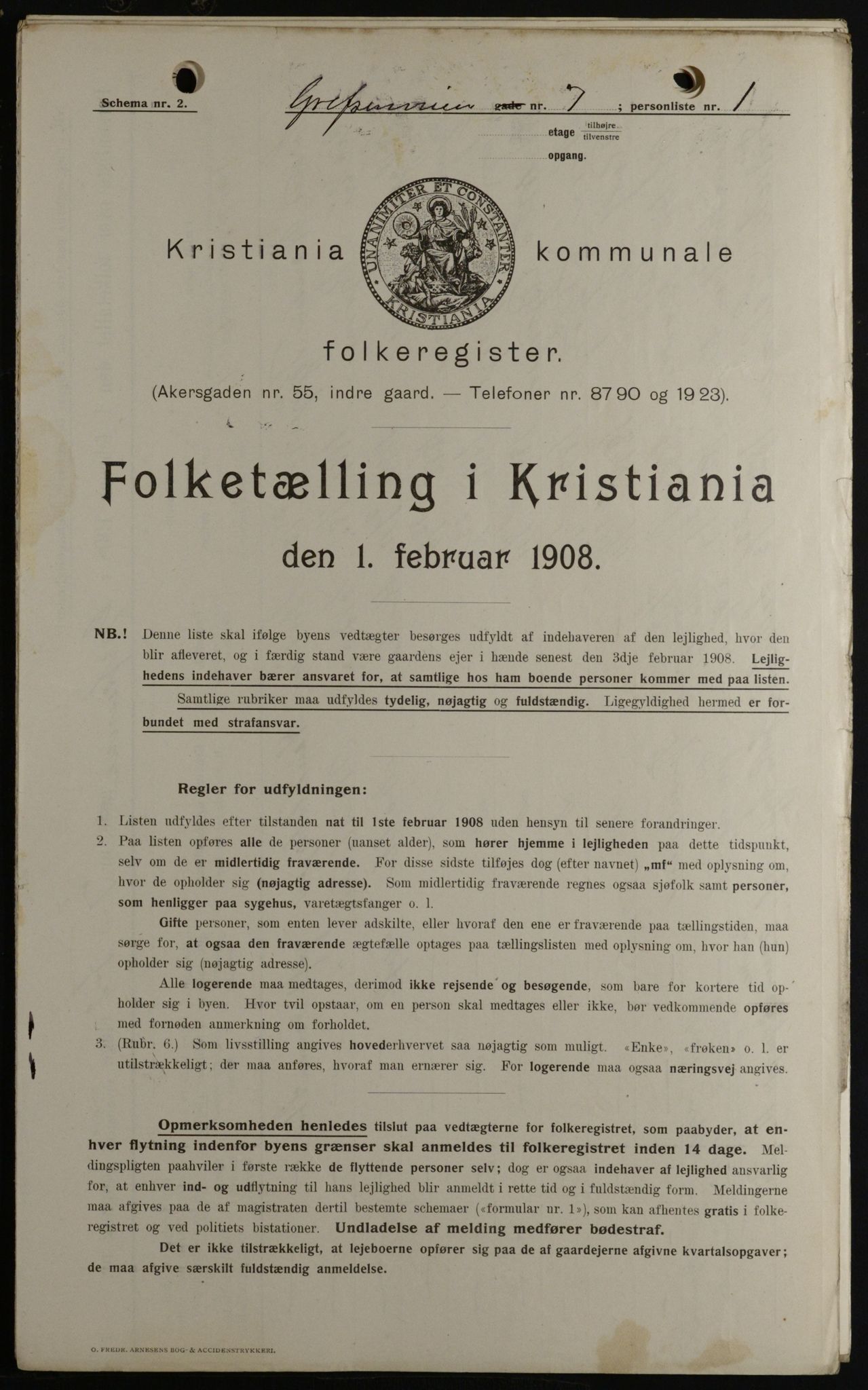 OBA, Kommunal folketelling 1.2.1908 for Kristiania kjøpstad, 1908, s. 26586