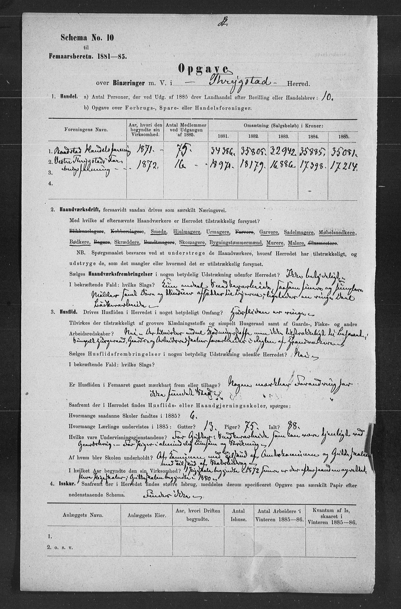 Statistisk sentralbyrå, Næringsøkonomiske emner, Generelt - Amtmennenes femårsberetninger, AV/RA-S-2233/F/Fa/L0061: --, 1881-1885, s. 223