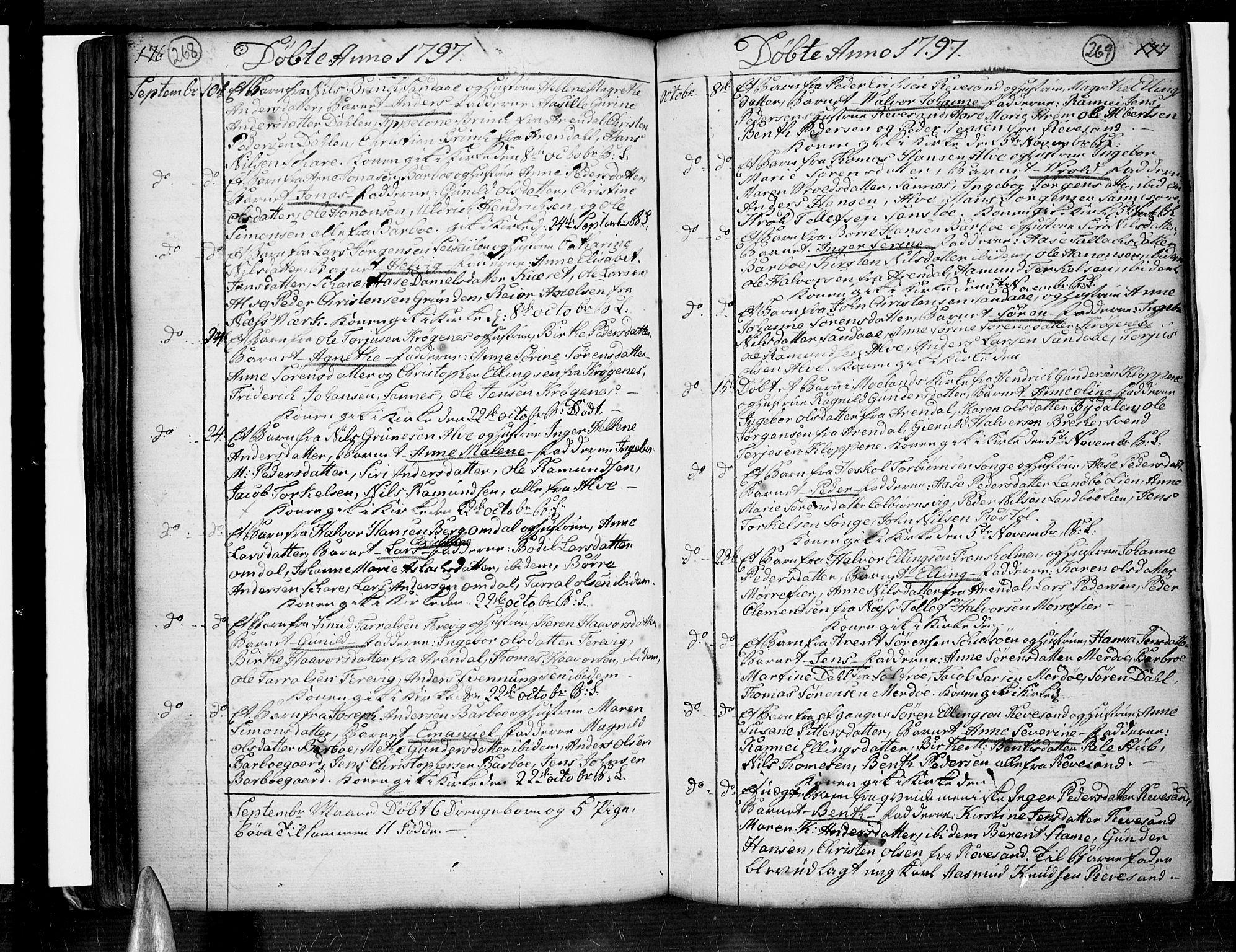 Tromøy sokneprestkontor, AV/SAK-1111-0041/F/Fa/L0002: Ministerialbok nr. A 2, 1773-1808, s. 268-269