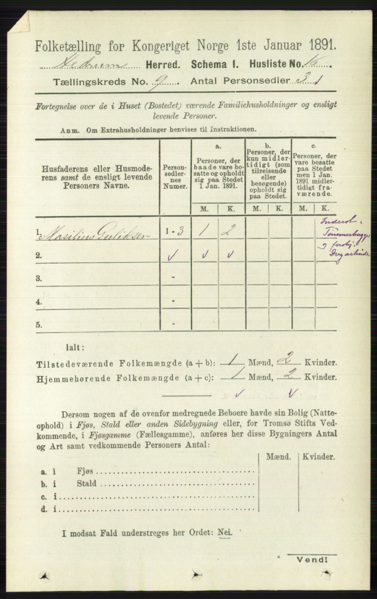 RA, Folketelling 1891 for 0727 Hedrum herred, 1891, s. 3864