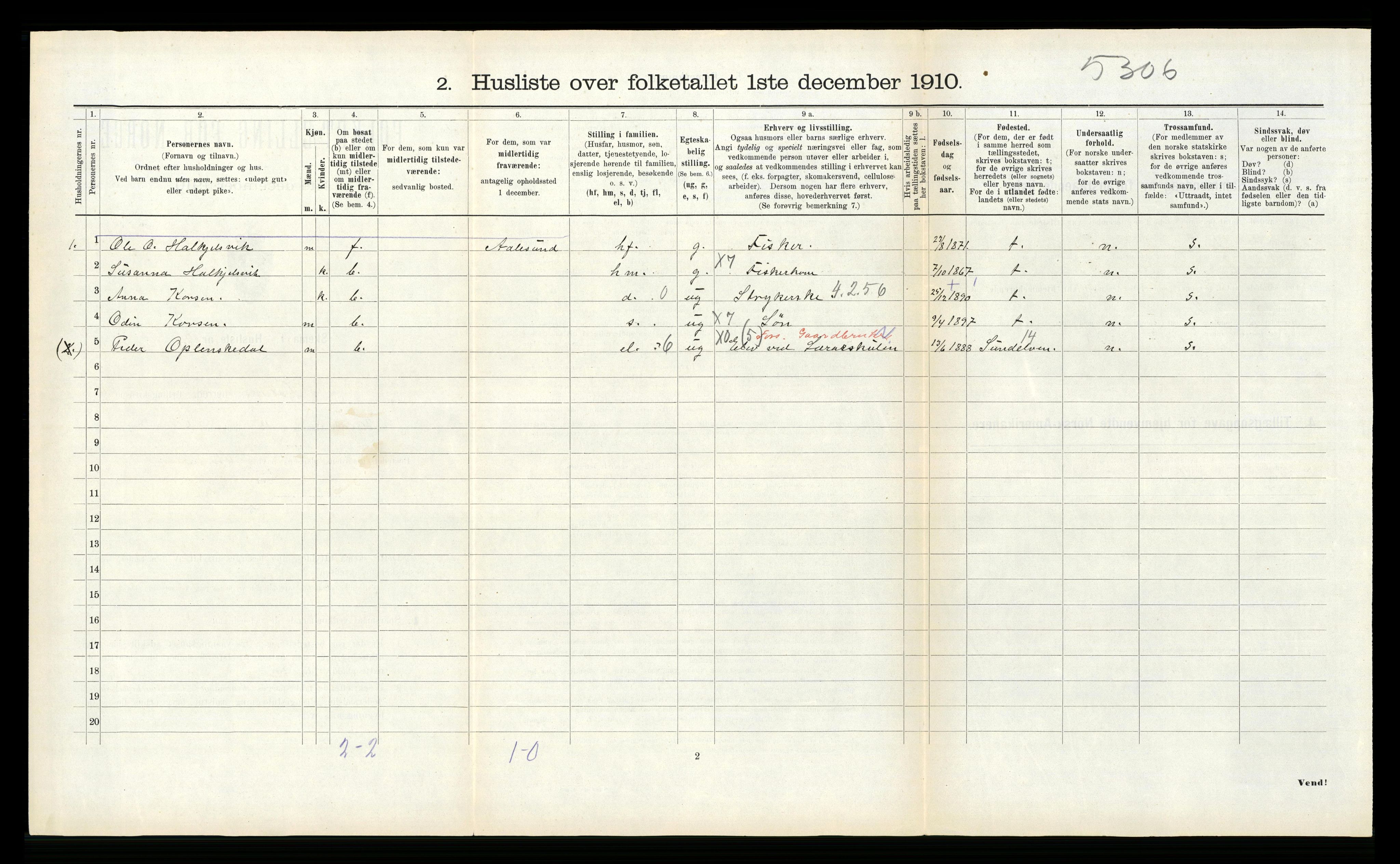 RA, Folketelling 1910 for 1519 Volda herred, 1910, s. 247