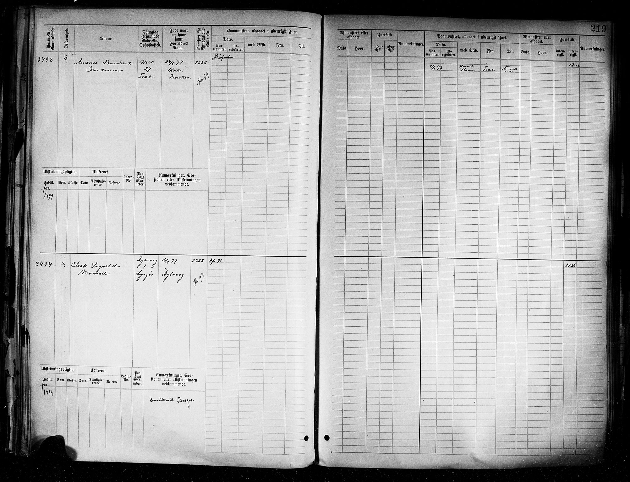 Tvedestrand mønstringskrets, AV/SAK-2031-0011/F/Fb/L0005: Hovedrulle A nr 3057-3817, R-6, 1890-1920, s. 223