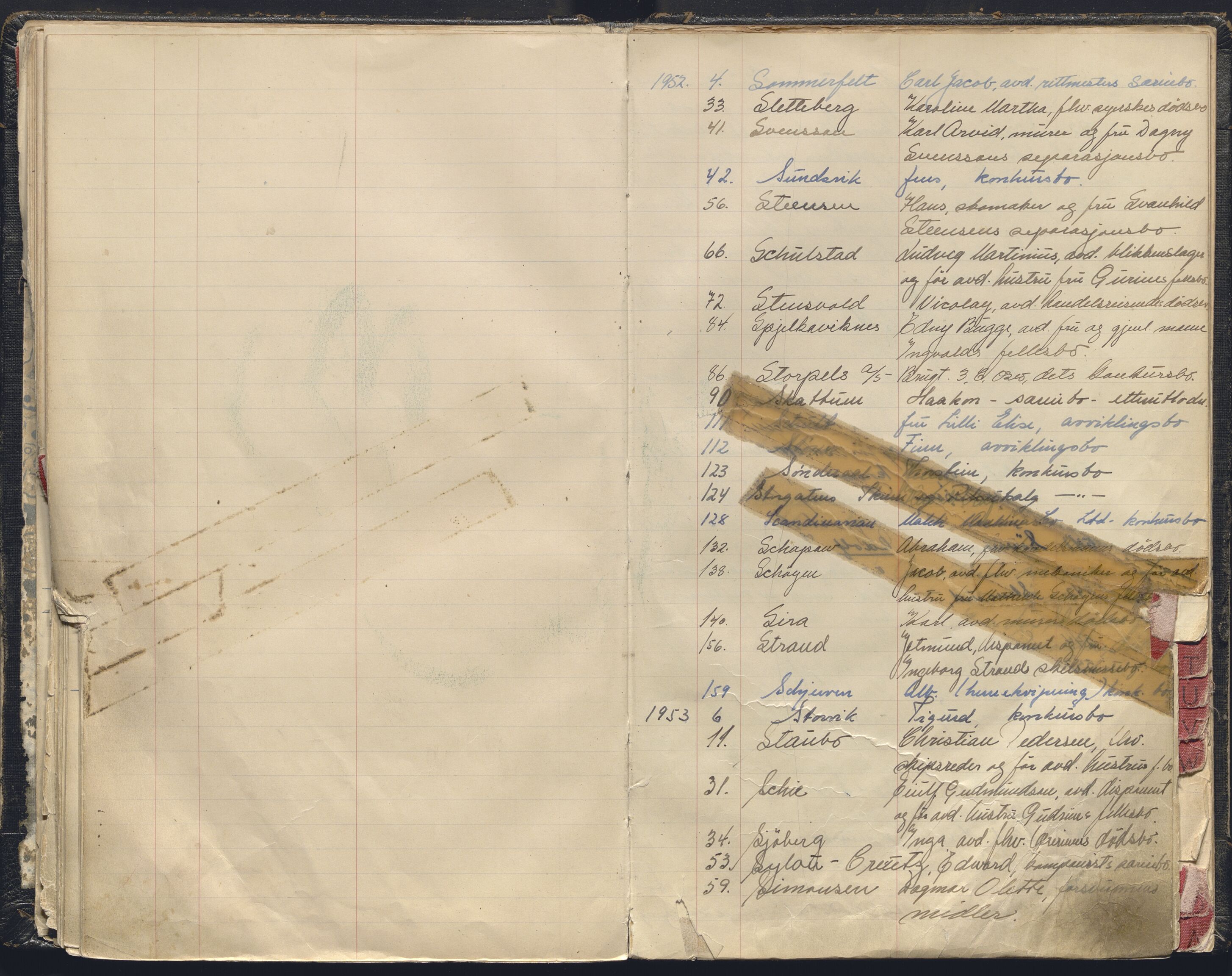 Oslo skifterett, AV/SAO-A-10383/F/Fb/Fba/Fbac/L0005: Navneregister for sluttede bo - avd. II, 1952-1960