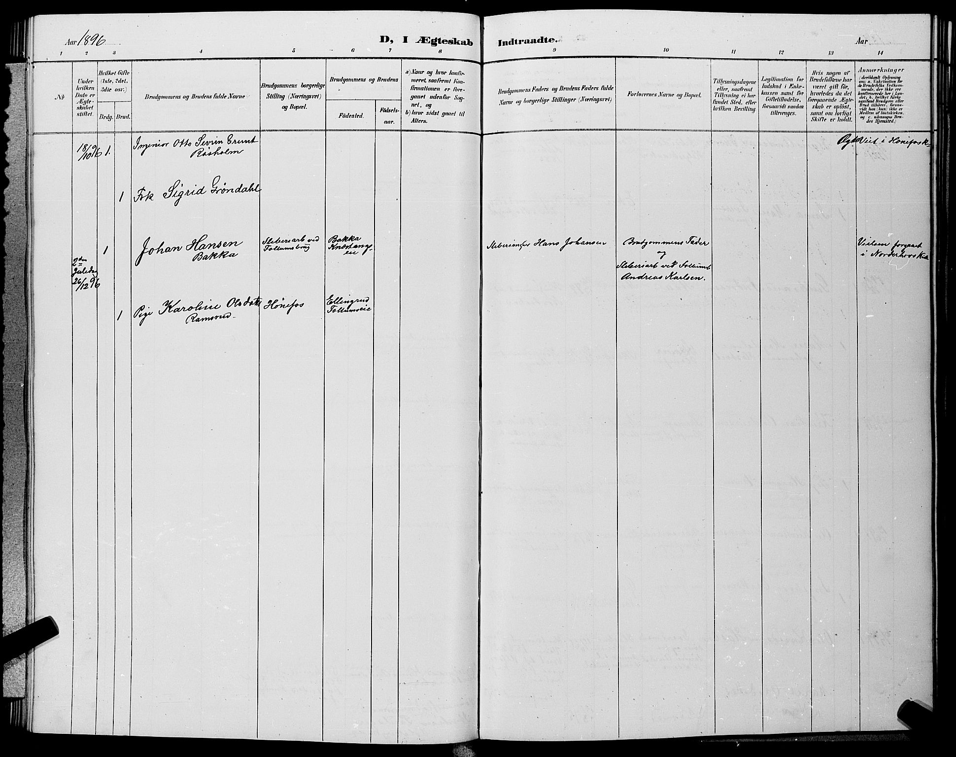 Hønefoss kirkebøker, AV/SAKO-A-609/G/Ga/L0002: Klokkerbok nr. 2, 1888-1904