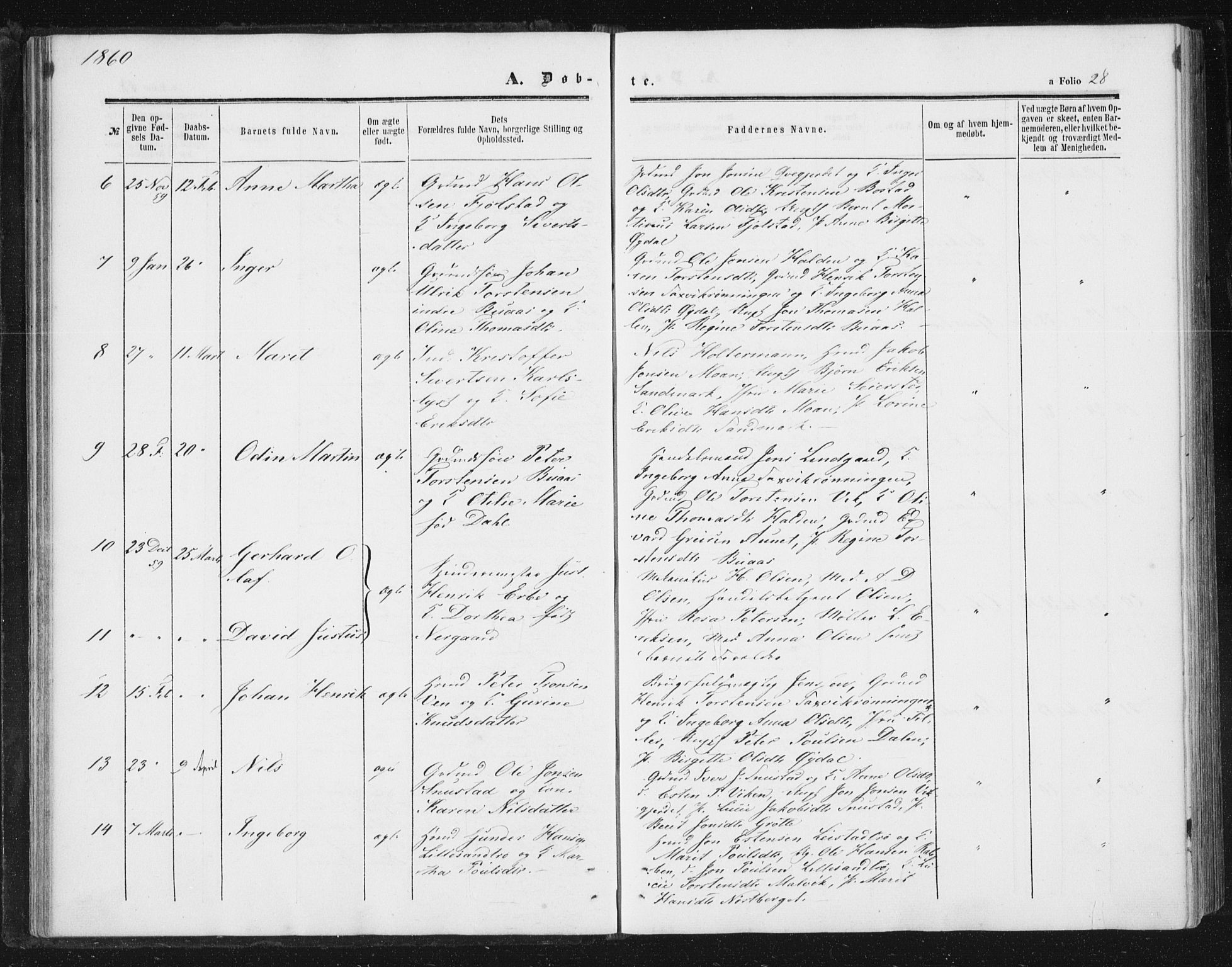 Ministerialprotokoller, klokkerbøker og fødselsregistre - Sør-Trøndelag, SAT/A-1456/616/L0408: Ministerialbok nr. 616A05, 1857-1865, s. 28