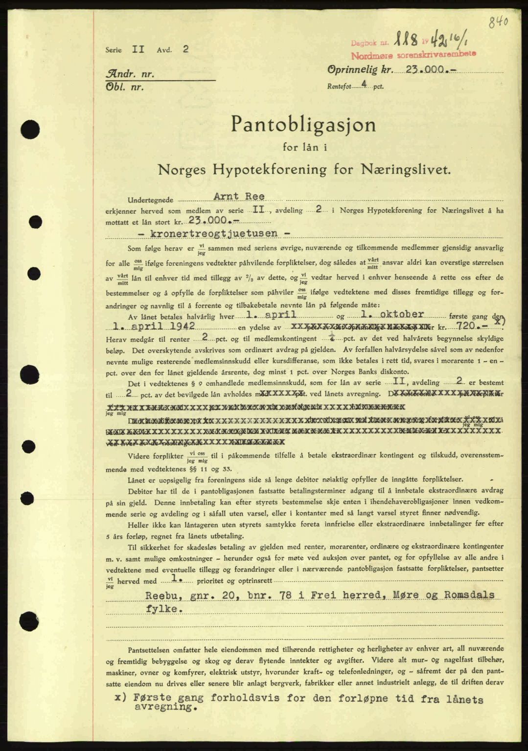 Nordmøre sorenskriveri, SAT/A-4132/1/2/2Ca: Pantebok nr. B88, 1941-1942, Dagboknr: 118/1942