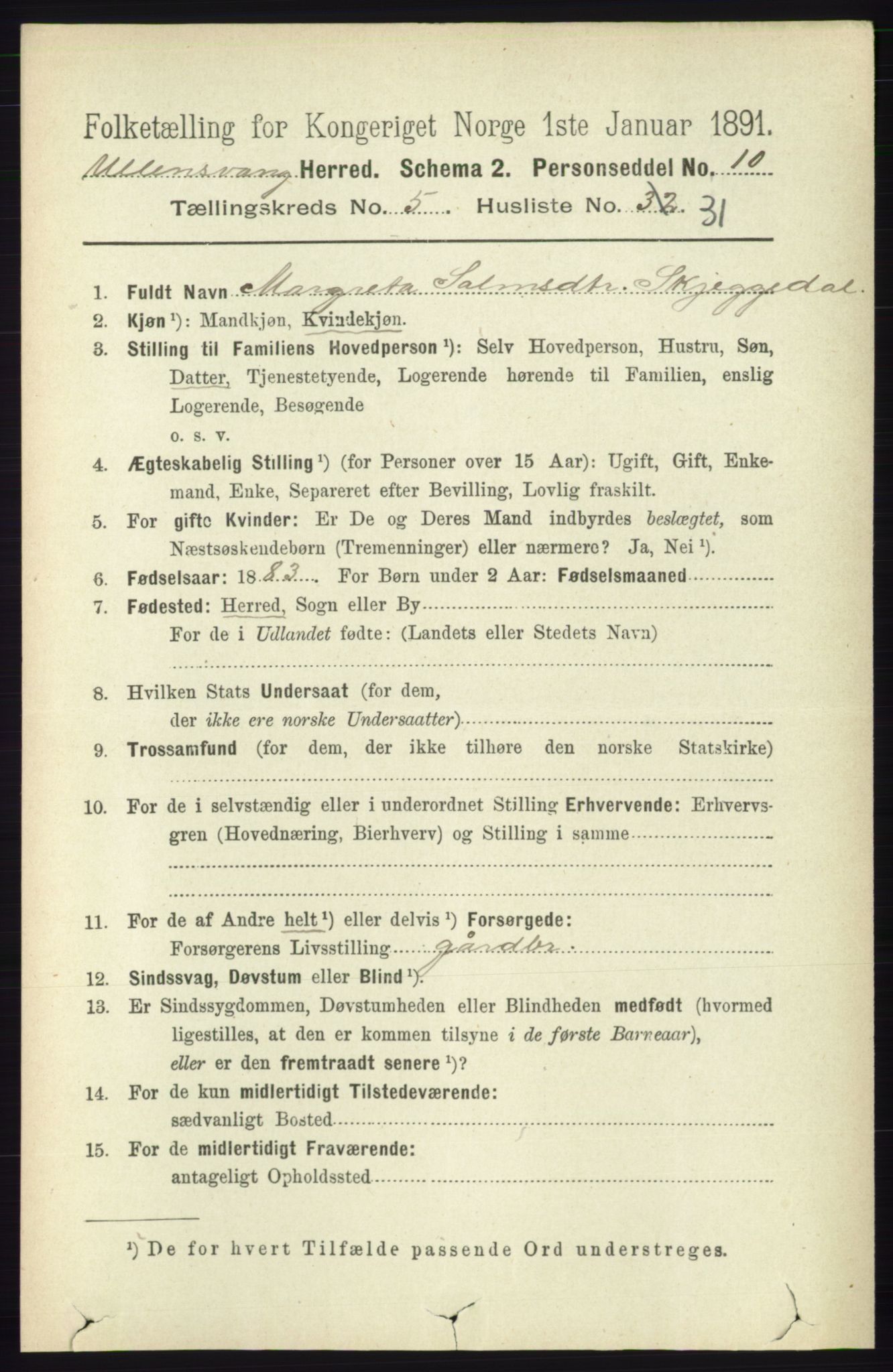 RA, Folketelling 1891 for 1230 Ullensvang herred, 1891, s. 1832