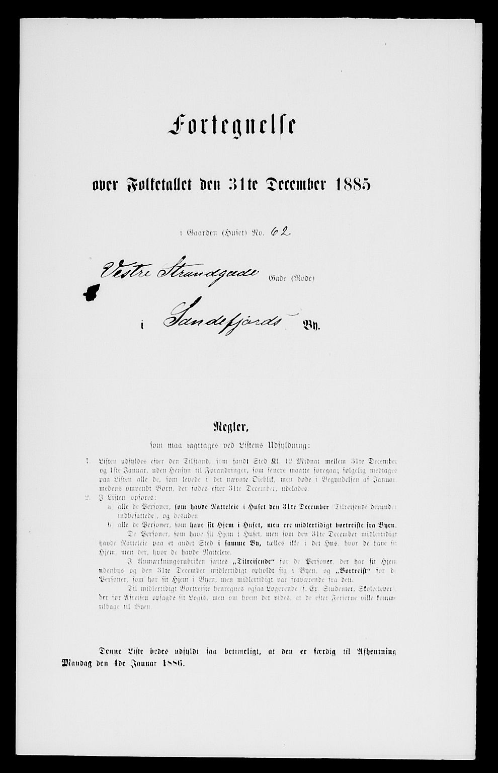 SAKO, Folketelling 1885 for 0706 Sandefjord kjøpstad, 1885, s. 62