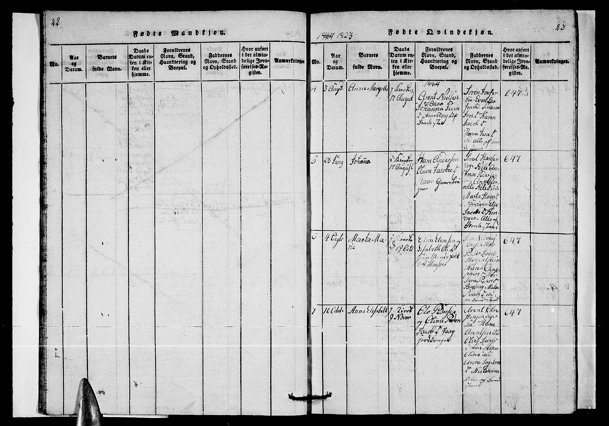 Ministerialprotokoller, klokkerbøker og fødselsregistre - Nordland, SAT/A-1459/835/L0529: Klokkerbok nr. 835C01, 1820-1828, s. 22-23